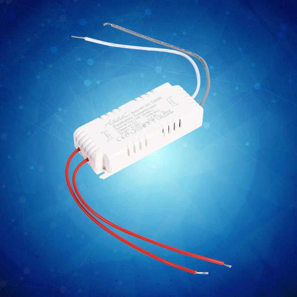 105w Transformator Elektroniczny, Halogenowa Sterownik żarówki Zasilacz Elektroniczny Transformator Konwerter Napięcia Nowy do Ochrony żarówek Niskonapięciowych lub Koralików Lampowych