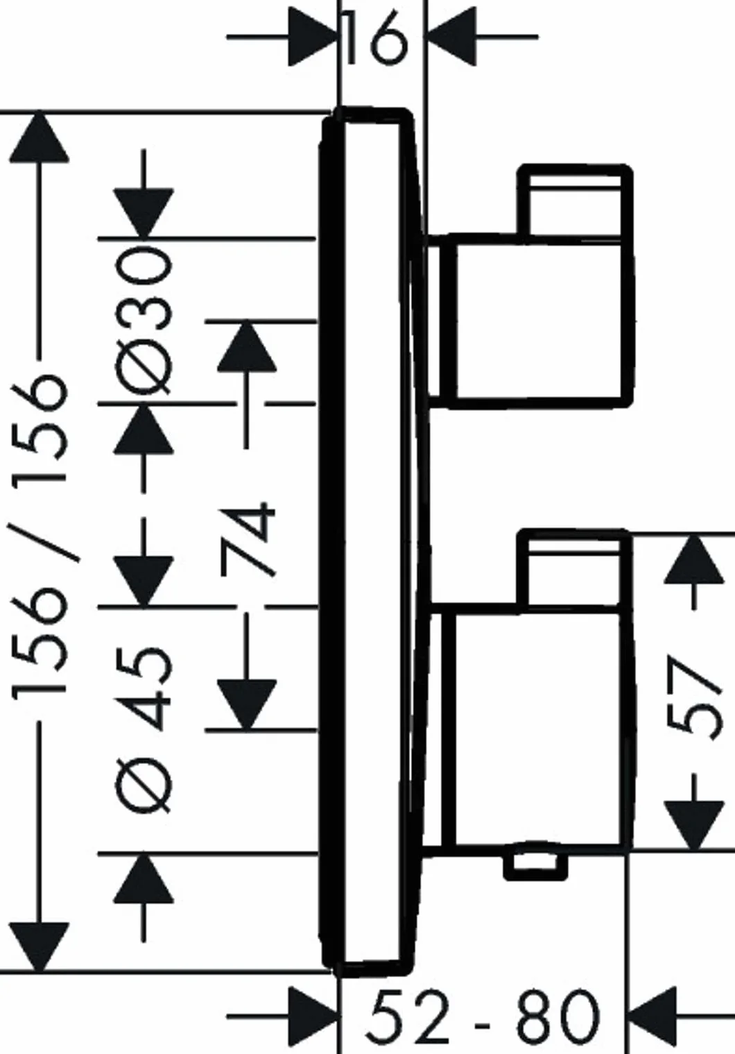 hansgrohe Ecostat Square - bateria termostatyczna podtynkowa, armatura łazienkowa z zabezpieczeniem przy 40 °C, thermostat kwadratowy, kran do 2 odbiorników, czarny chrom szczotkowany, 15714340