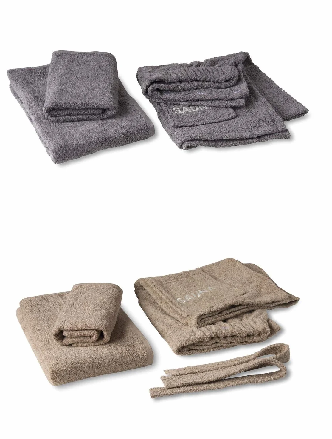 EXKLUSIV HEIMTEXTIL Zestaw do sauny, 3-częściowy, frotte, kilt do sauny, ręcznik do sauny, sarong, męski, ciemnoszary/antracyt
