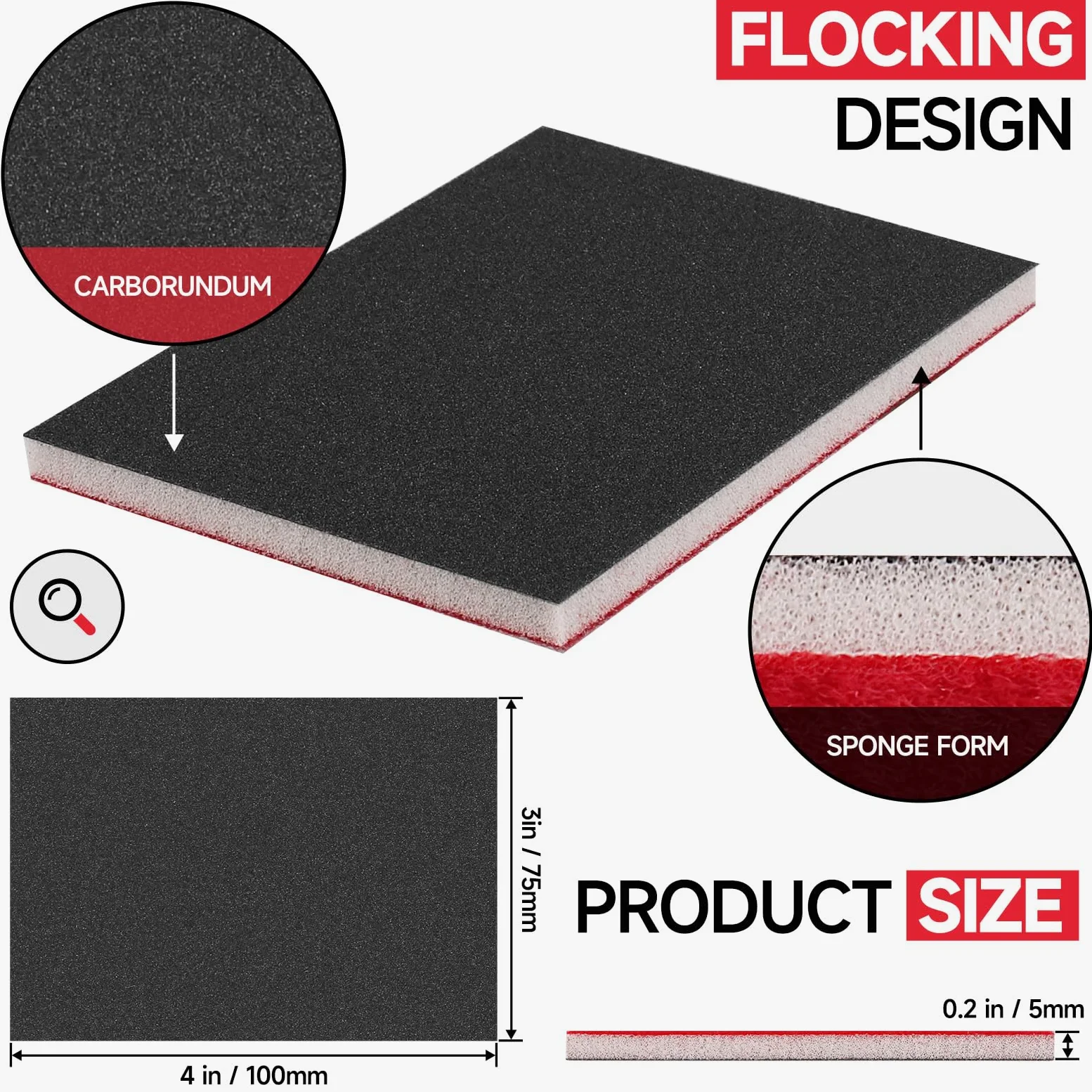 Gąbki szlifierskie, Piasek wypełniony pianką. Bloki gąbkowe 20 szt. 75 mm x 100, wiele ziaren, na mokro i sucho(75MMx100MM 2000Grit)