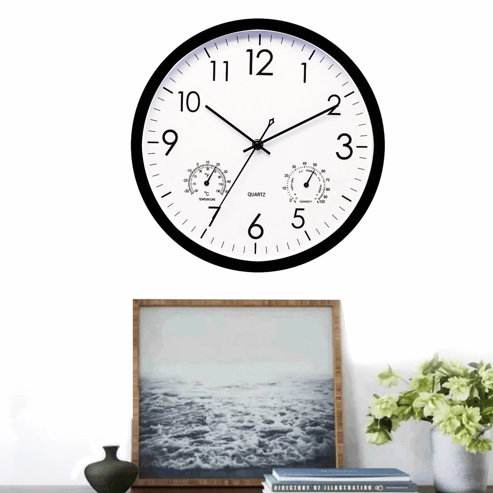 Zegar ogrodowy, odporny warunki atmosferyczne, z termometrem i higrometrem, elegancki zegar tarasowy w stylu retro, do u?ytku zewn?trz, odporny warunki atmosferyczne, do u?ytku