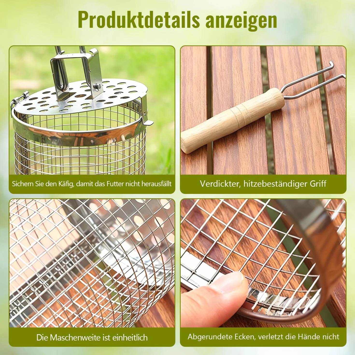 Kosz grillowy ze stali nierdzewnej, zwijany 2 szt., akcesoria do grilla na warzywa