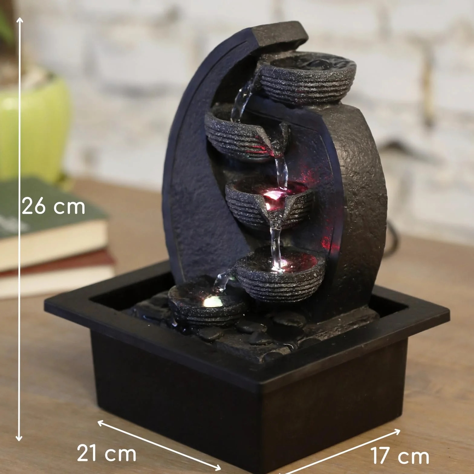 Zen Light Cascade V.2 Fontanna Wodospadowa Żywica Czarny 17x21x26 cm