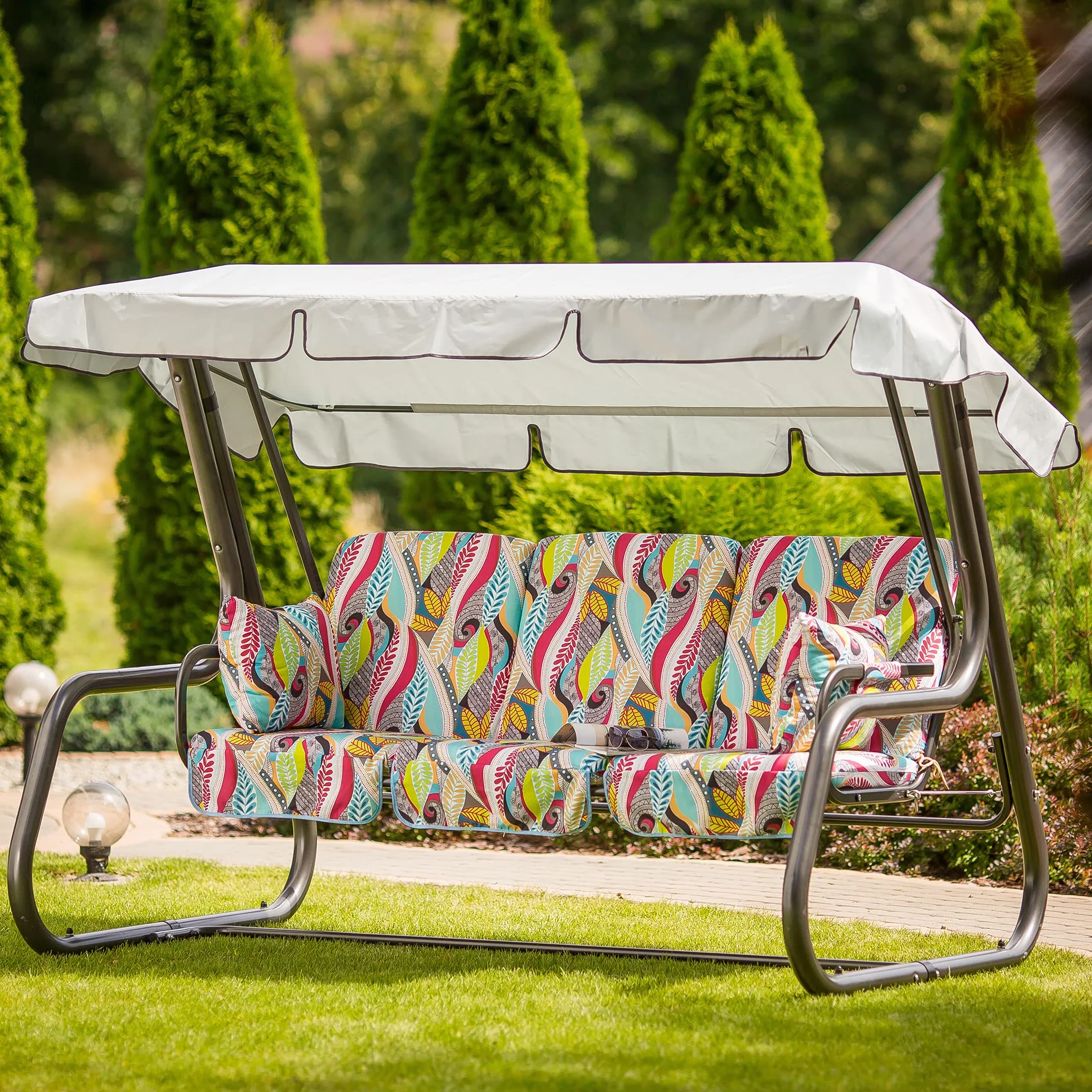 Patio Komplet poduszek na huśtawkę 180 cm Rimini/Venezia Lux z zamkiem motyw roślinny