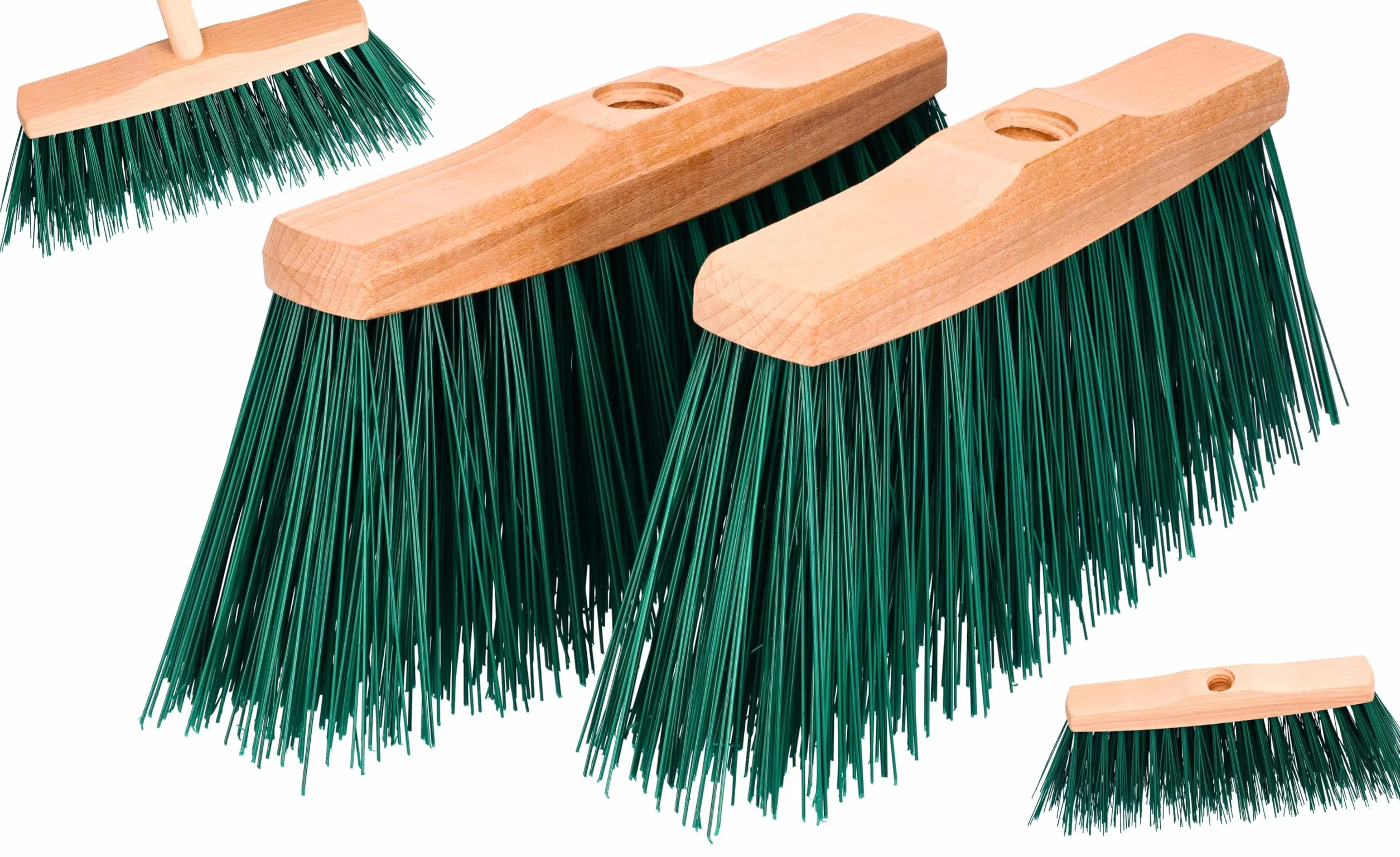 ToolSpace 2x Drewniana Miotła Zewnętrzna 24 cm – Twarde Włosie z Tworzywa Sztucznego – Do Zamiatania Podwórka, Garażu, Betonu, Kostki – Czysty Ogród i Podwórko – Szczotka do Zamiatania Liści i Kurzu