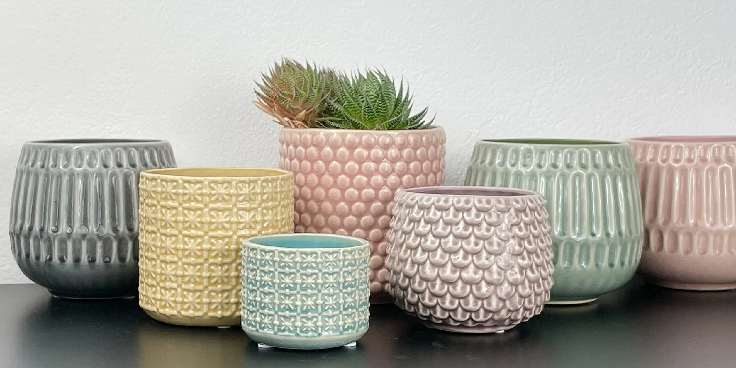 Nordring Doniczka w stylu retro, vintage, na rośliny pokojowe, sukulenty, doniczka Cross S (10 cm Ø), niebieska, ceramiczna