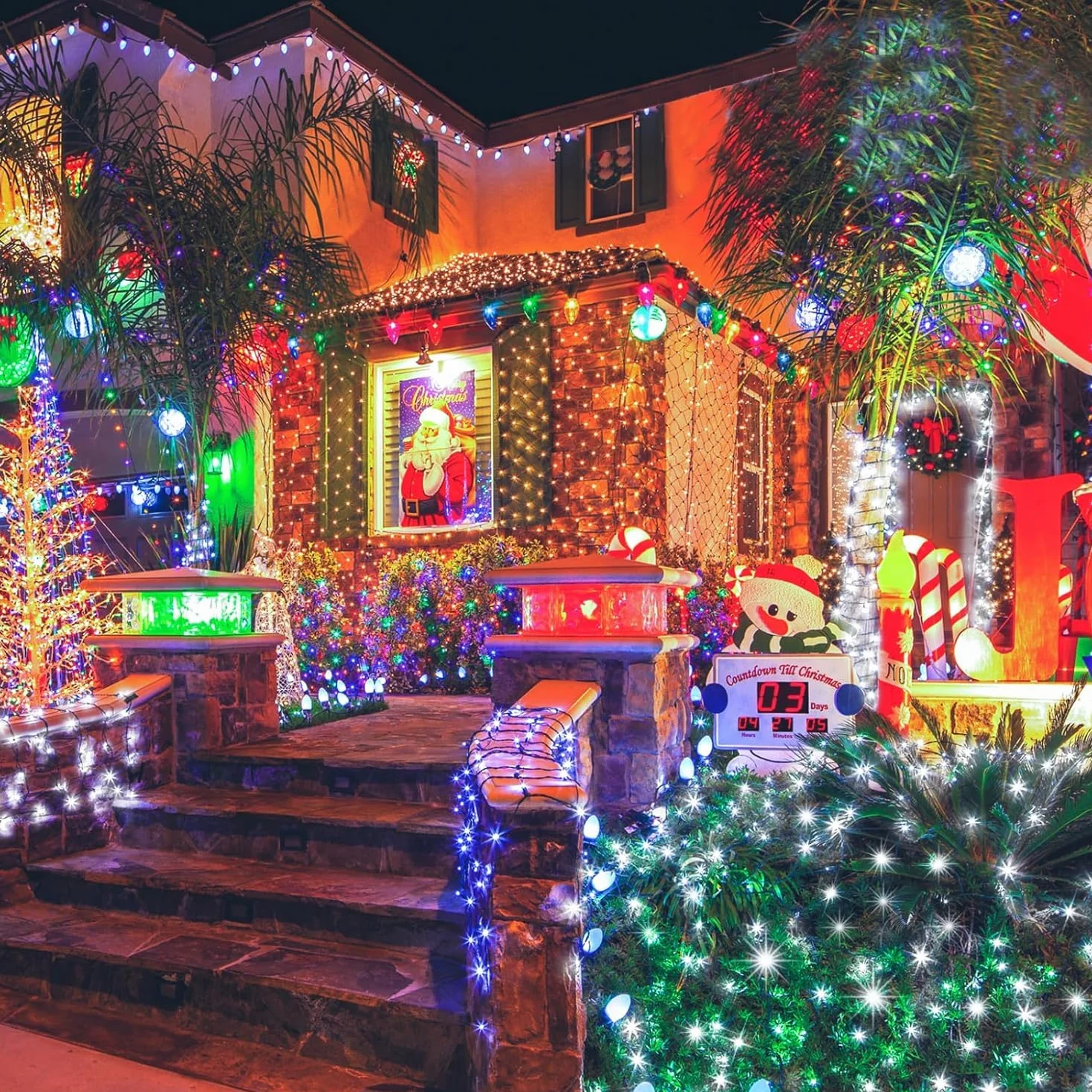 Łańcuch świetlny bożonarodzeniowy, 50M 1000Led 8 trybów świecenia, do użytku wewnątrz i na zewnątrz (white1000led)