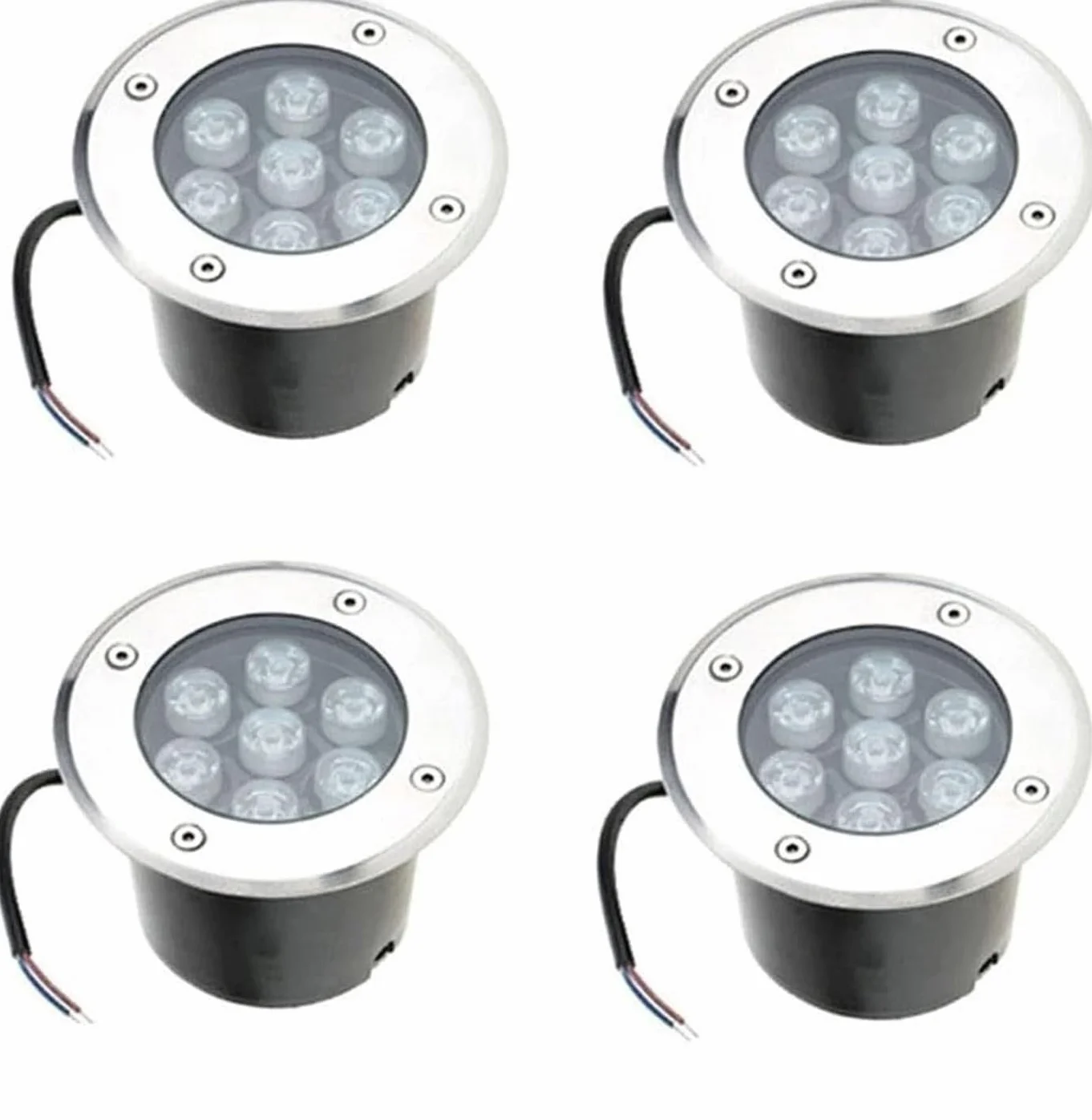 4szt. Oświetlenie Krajobrazowe LED Naziemne – Zewnętrzne Do Wkopywania, Wodoodporne, Nisko Osadzone Reflektory IP67, Podziemne LED 7W, Wpuszczane, Ogrodowe Z Lampą Wpuszczaną(Yellow,7W(12V))