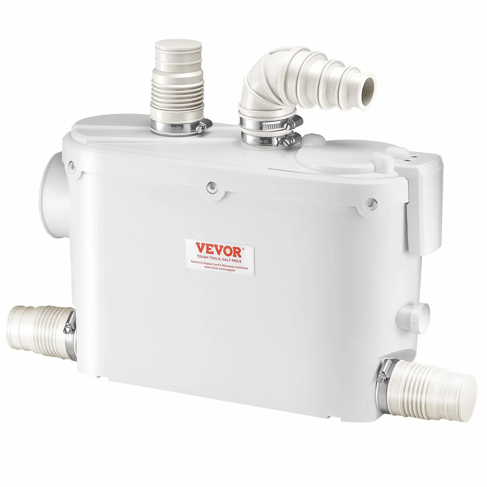 VEVOR Młynek sanitarny 500 W Pompa podnosząca ścieki 6600 l/h Głowica 8 m 3 wloty wody do toalety Piwnica Kuchnia Zlew Prysznic Wanna Pralnia Spłuczka Ścieki