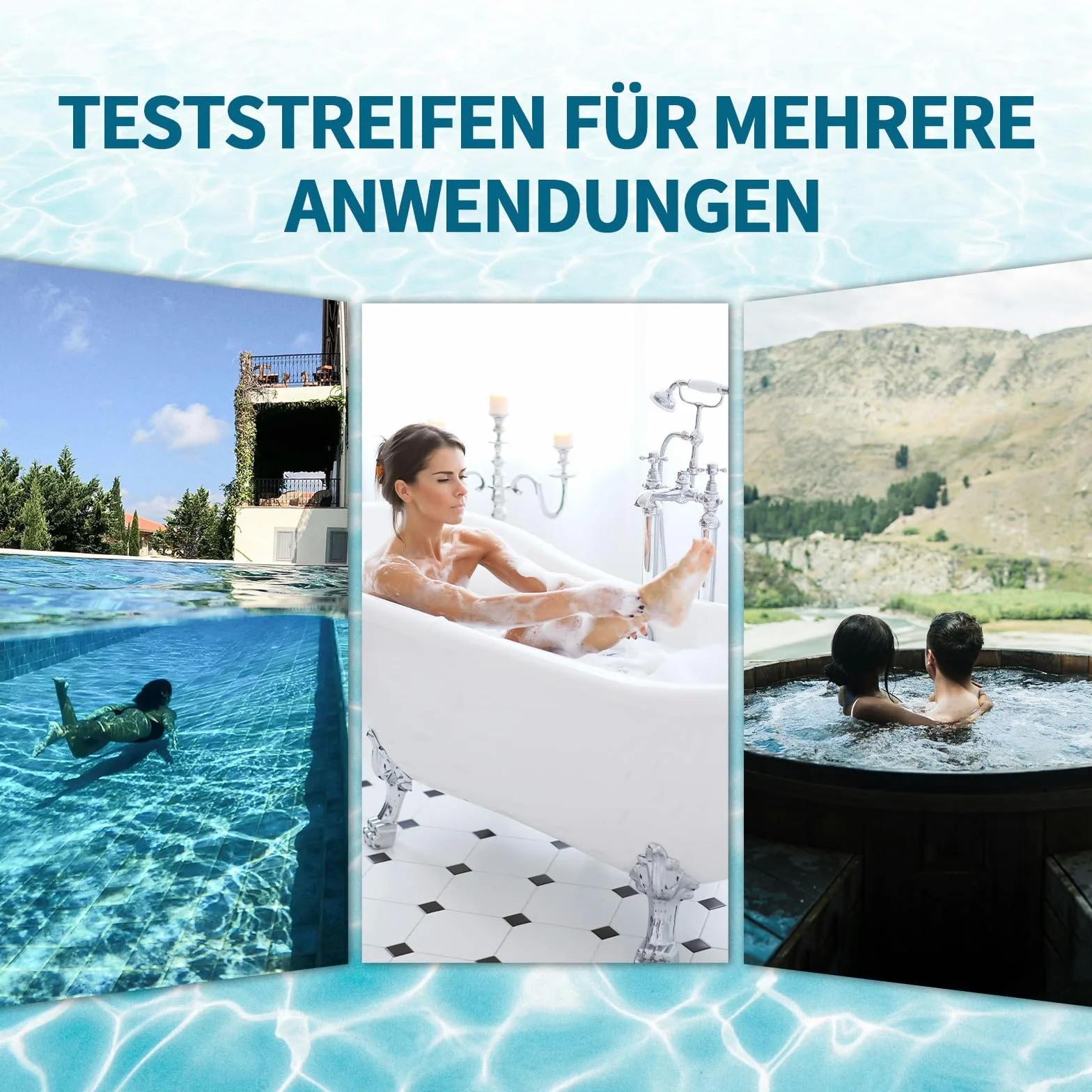RUNBO 3 w 1 paski testowe do spa 150 drążków paski testowe zestaw do testowania wody Precyzyjny tester chemiczny dla wolnego chloru Brom Alkaliczność pH