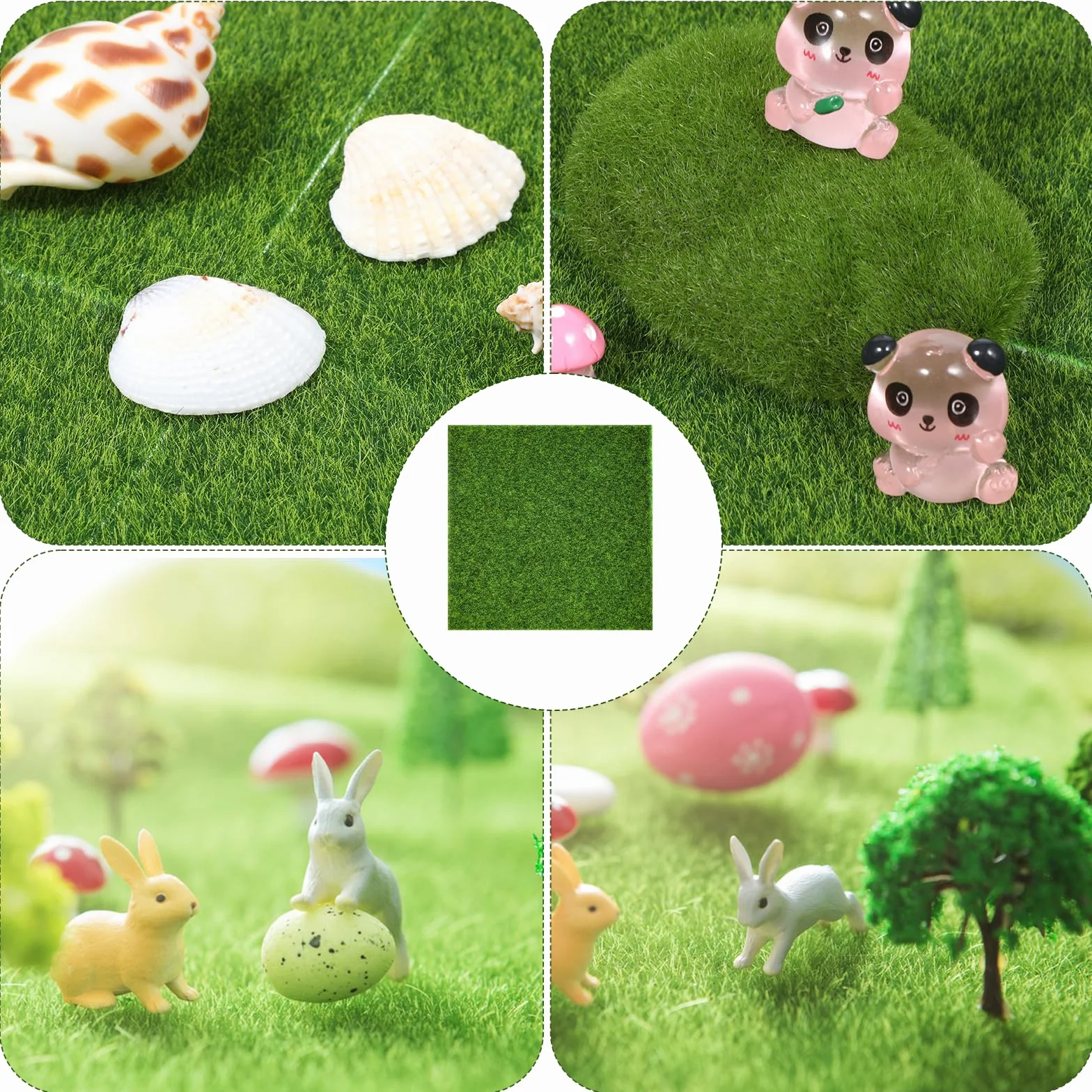 Sztuczna trawa dekoracja 15x15 cm sztuczny mech miniaturowy ogród kwadraty 6 szt