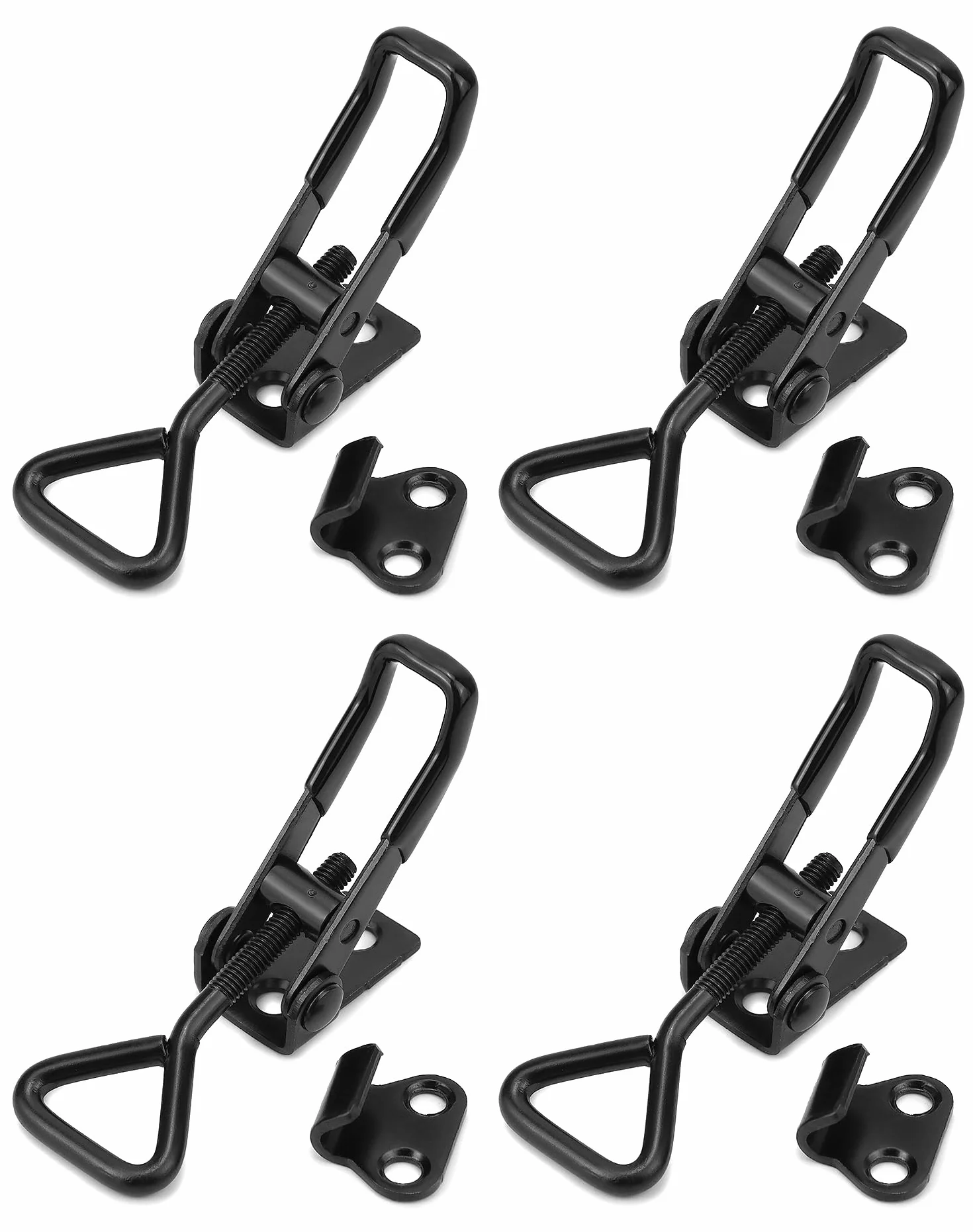 QWORK® 4szt. Zatrzask w kolorze czarnym, mocny zatrzask ze stali węglowej do pudełek, szafek w bagażniku - 95 mm