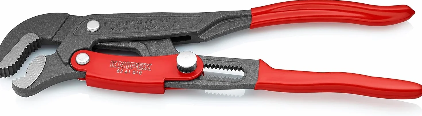 KNIPEX Klucz nastawny do rur ze szczękami typu S z przyciskiem szybkiej regulacji Malowane proszkowo, szare z tworzywa sztucznego, 83 61 010