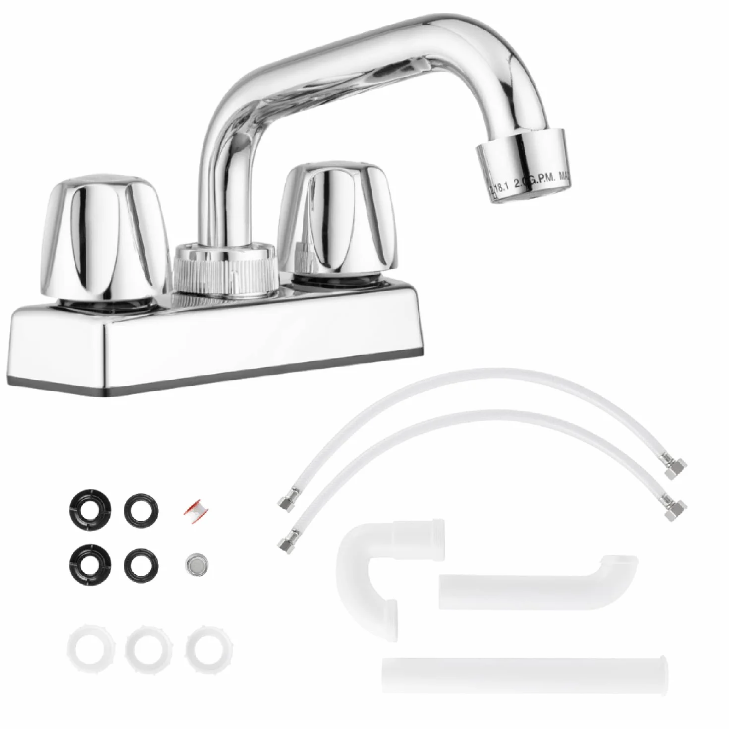 Pacific Bay - Lynden zestaw baterii do zlewu do prania - zawiera węże wlotowe, pułapka P i adapter węża ogrodowego - wylewka ze stali nierdzewnej - metaliczny chromowany korpus z tworzywa ABS i uchwyty - nowy 2022