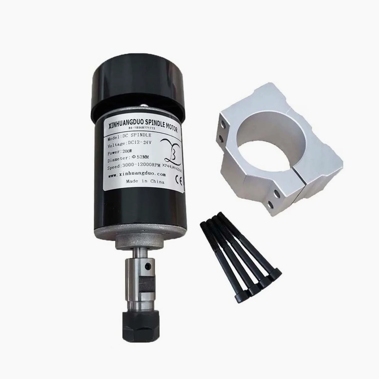 Maszyna do Grawerowania, 0.2kw chłodzony powietrzem wrzeciono ER11 uchwyt CNC 200W silnik wrzeciona + 52mm zaciski + zasilacz + regulator prędkości dla majsterkowiczów CNC 24V10000rpm(Set 3)