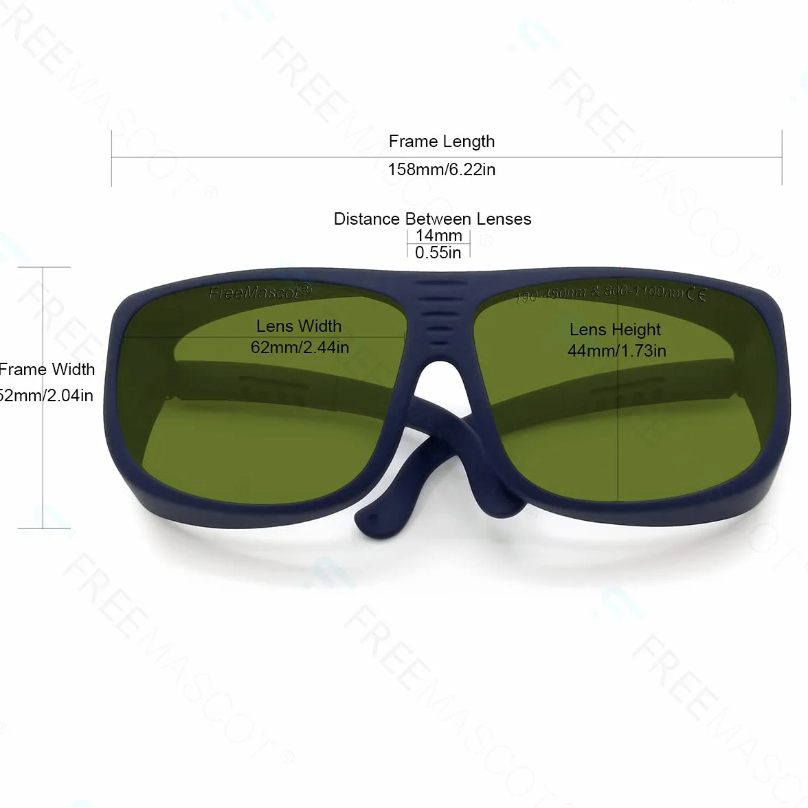 FREEMASCOT OD 8+ 190 nm - 450 nm / 800 nm - 1100 nm profesjonalne okulary ochronne laserowe do 405 nm, 450 nm, 980 nm, 1064 nm laser (styl 5)