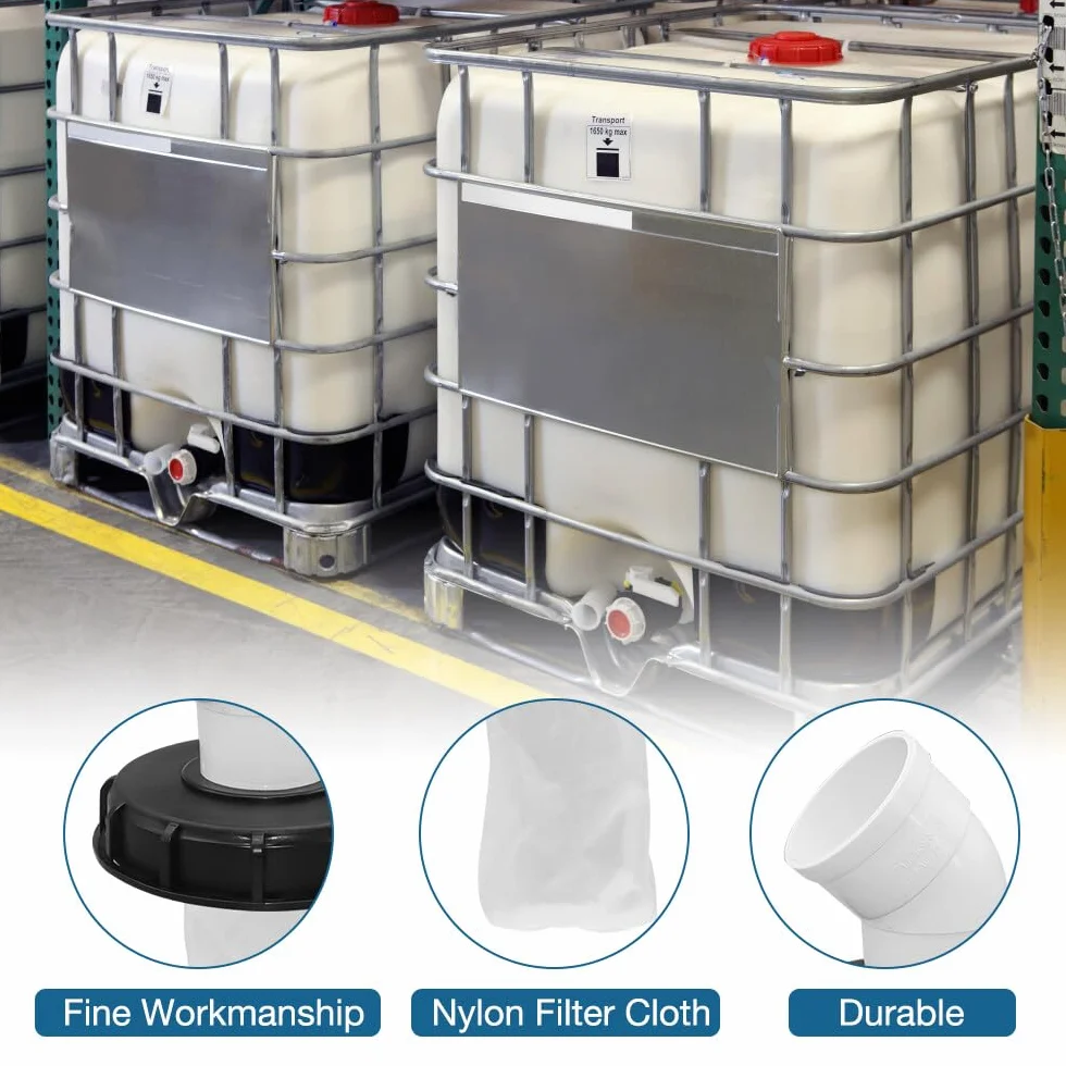 IBC filtr pokrywy, 165 mm, IBC, filtr do wody deszczowej, pokrywka z filtrem, nadaje się do prania, pokrywa filtra IBC z arkuszem DN 75 45°, akcesoria zbiornika IBC, filtr zbiornika IBC do