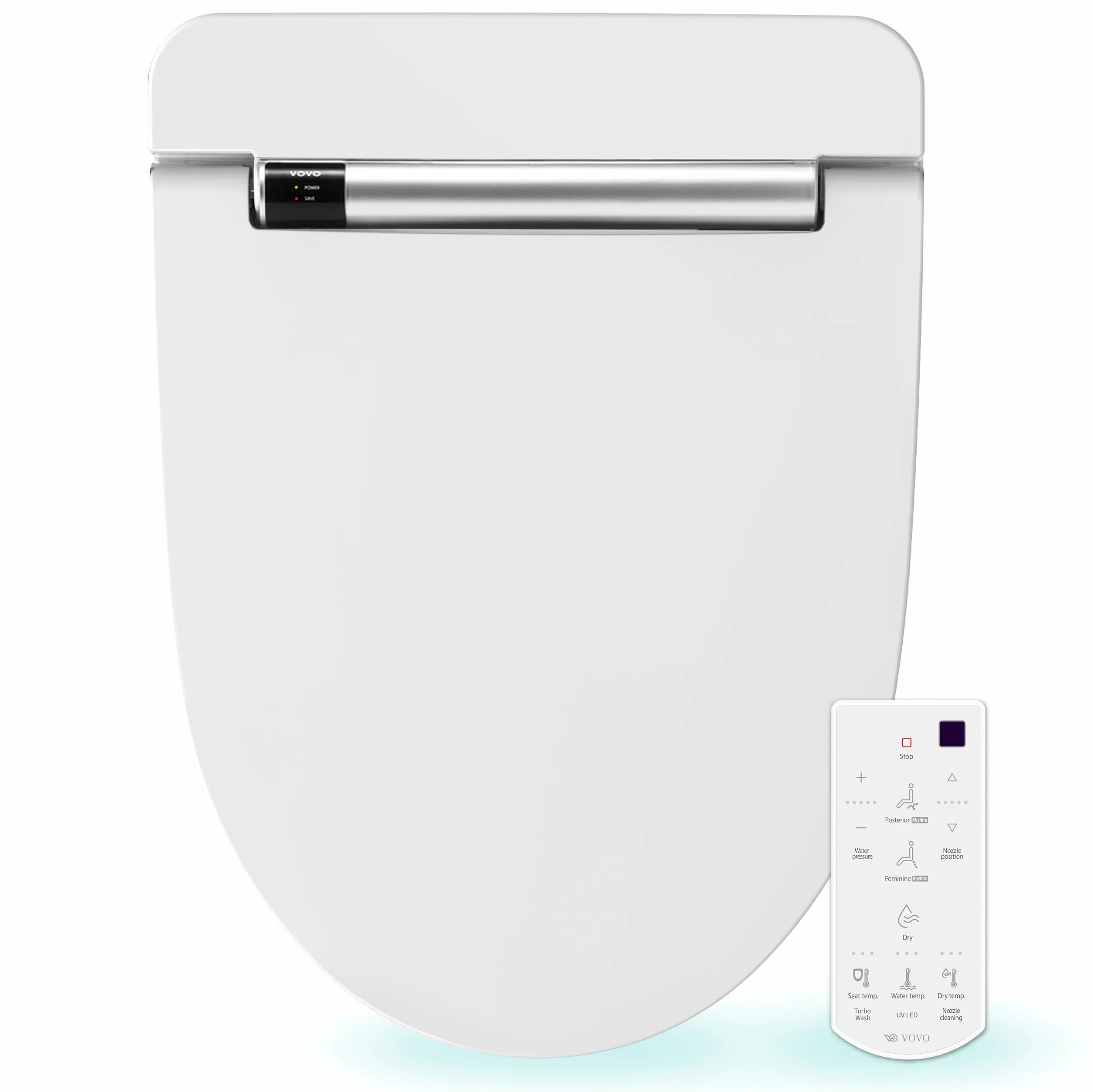 VOVO STYLEMENT VB-4000SE Electronic Smart Bidet Toilet Seat, Easy Install, Heated Seat,Warm Dry and Water, LED, Deodorization, Eco Power Save,Self Cleaning Full Stainless Nozzle, Elongated, Made in Korea