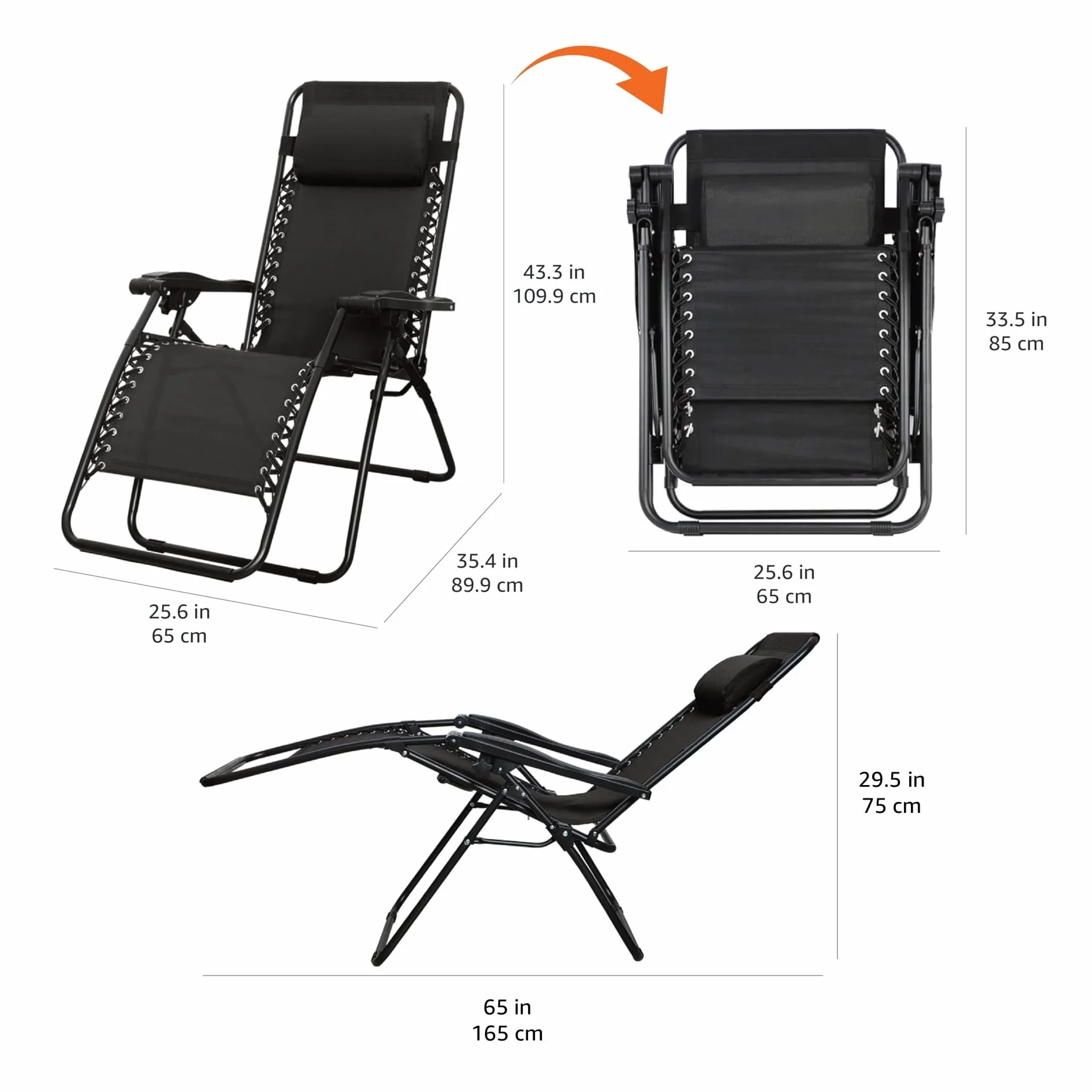 AmazonBasics krzesło Zero grawitacyjne, czarne