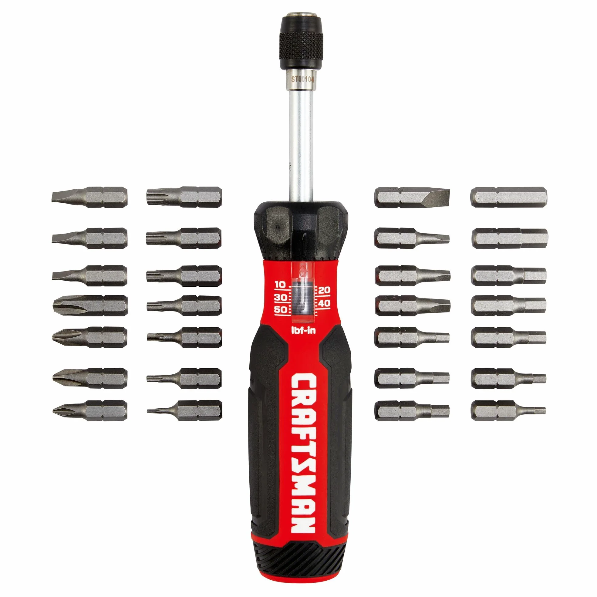CRAFTSMAN CMHT68130 Zestaw wkrętaków dynamometrycznych z miejscem do przechowywania, 2,5 cm Phillips, szczelinowe, sześciokątne, torx i kwadratowe, 29-częściowy