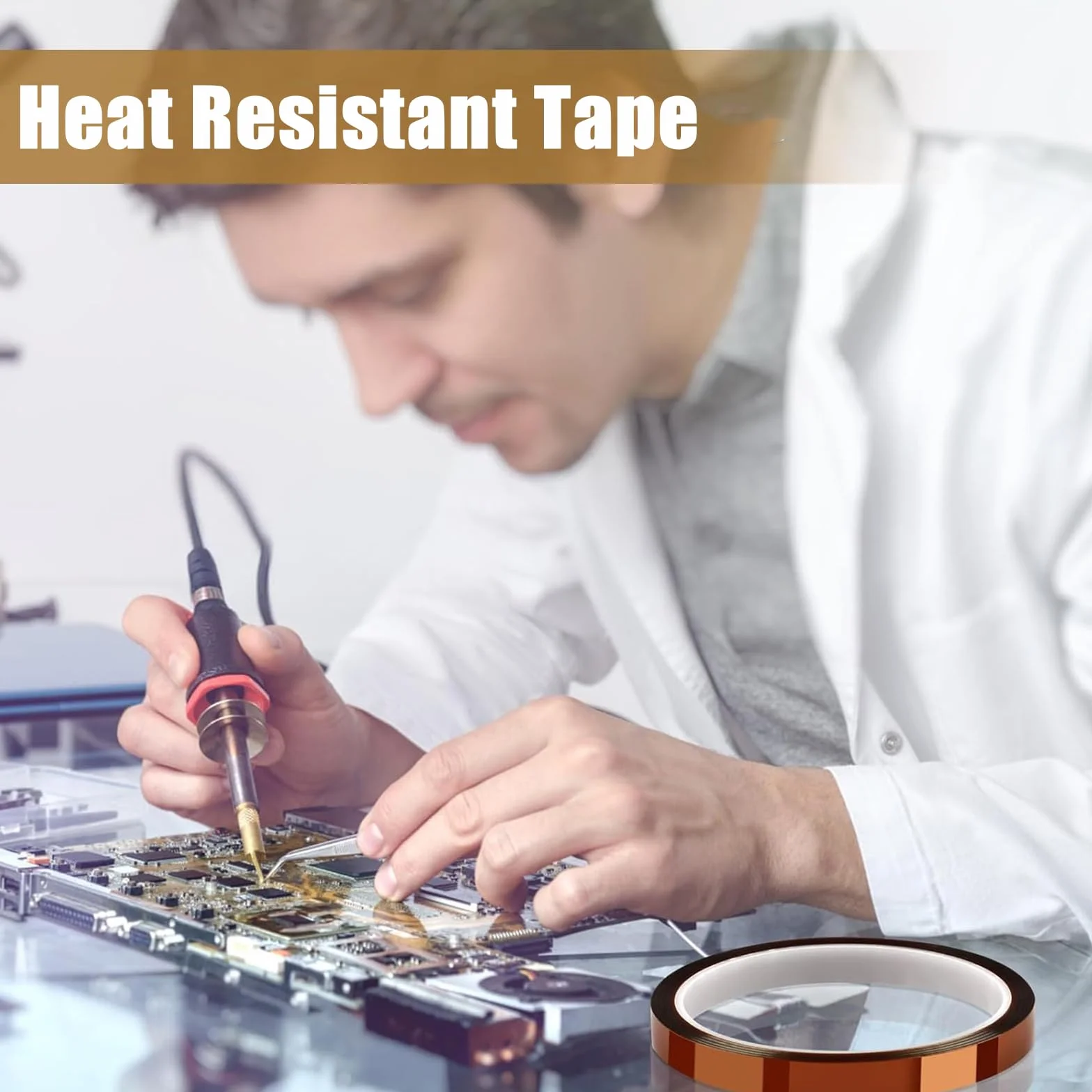 Kapton taśma klejąca, odporna na wysokie temperatury, do lutowania sublimacyjnego, do drukarek 3D, do sublimacji, do drukarek 3D, 10 mm