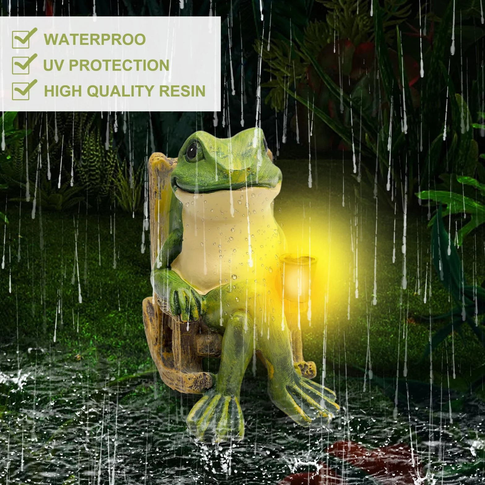 HENGBIRD Dekoracyjna żaba solarna LED do ogrodu