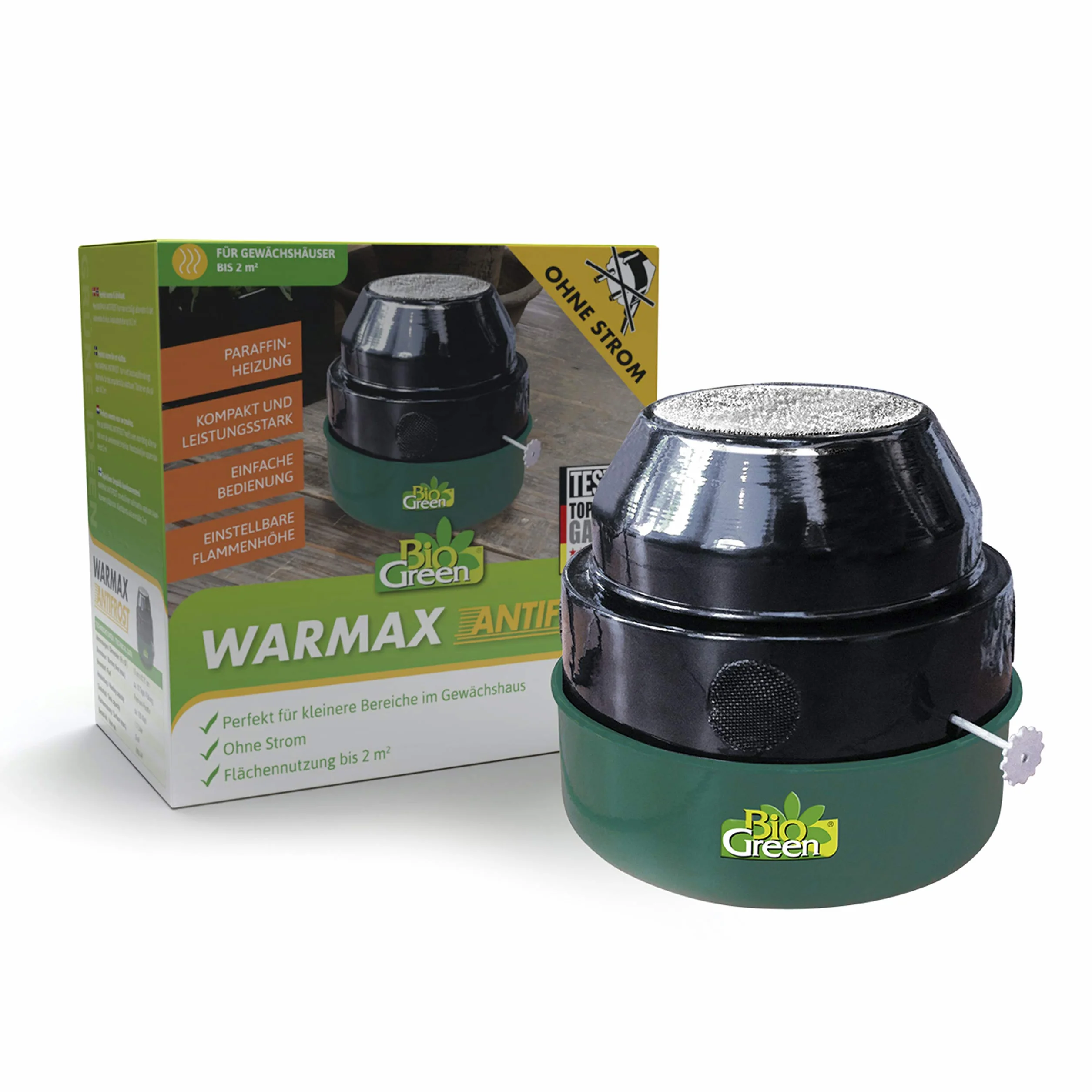 Bio Green Warmax Antifrost Ogrzewanie Parafinowe, Zielony/Czarny, Do 2 m²