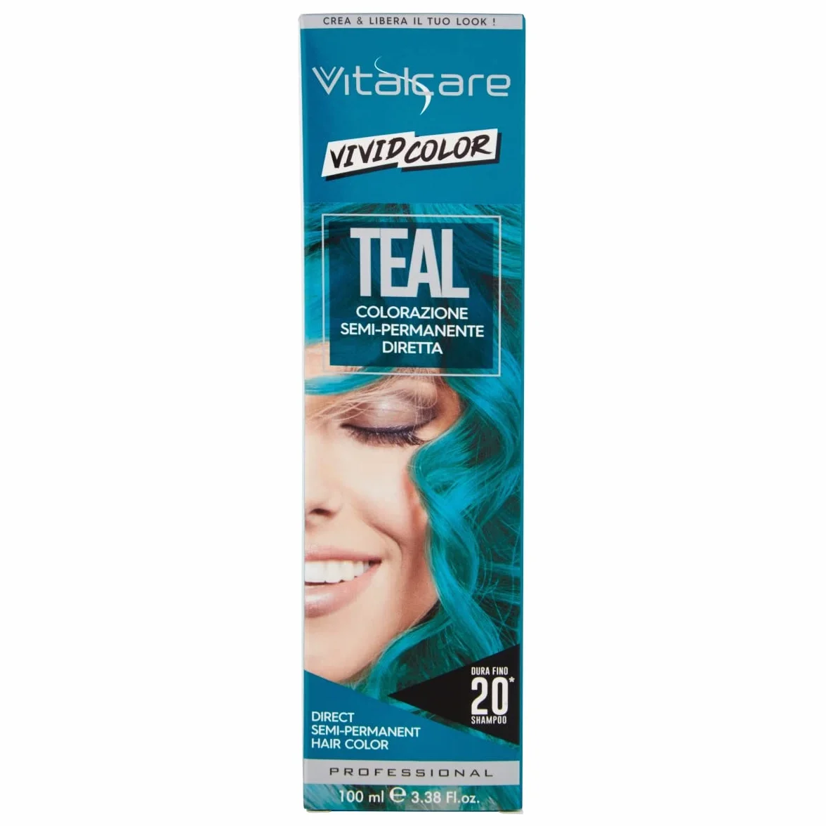Vitalcare | Vivid - półtrwałe, farbowane włosy, bezpośrednie, miękkie, nawilżone i jasne, kolor Teal