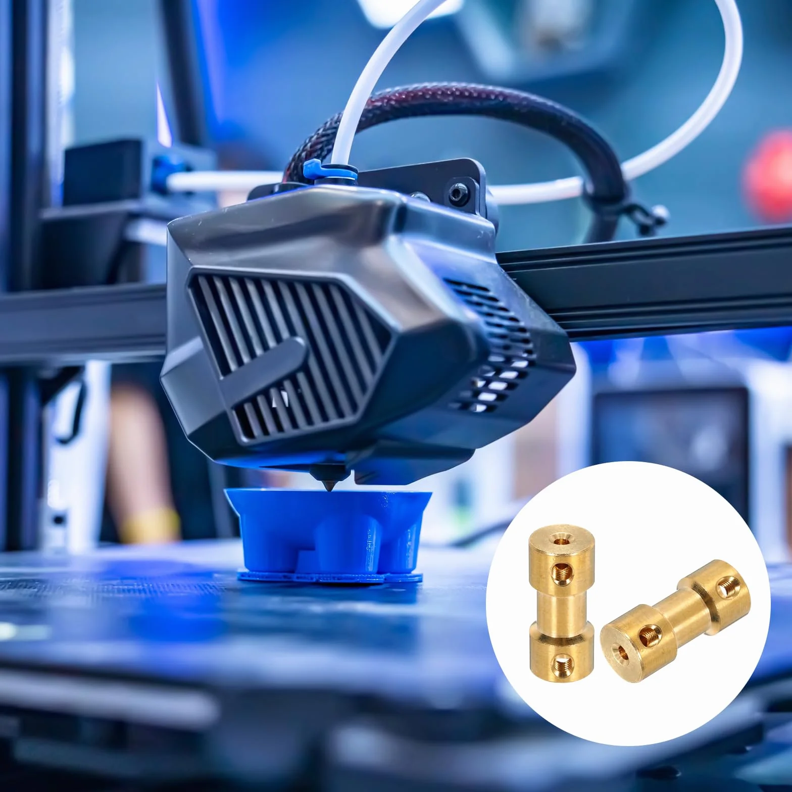 QUARKZMAN 2 mm 3 mm otwór sztywny sprzęgło, długość 20 mm, długość 9 mm Dia M3, mosiężne złącze wału, do drukarek 3D, kolor miedziany, z 8 szt. łączników 32 sztuki, śruby, 2 klucze