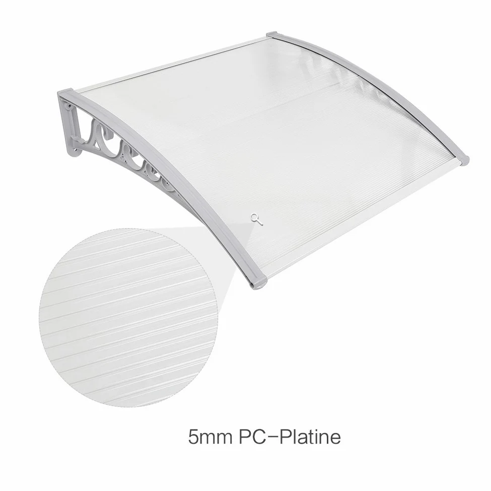 Zadaszenie do drzwi wejściowych, aluminium i poliwęglanu, ochrona przed promieniowaniem UV, dach jednospadowy do garażu, na balkon, okna, domu (100 x 150 cm, biały)