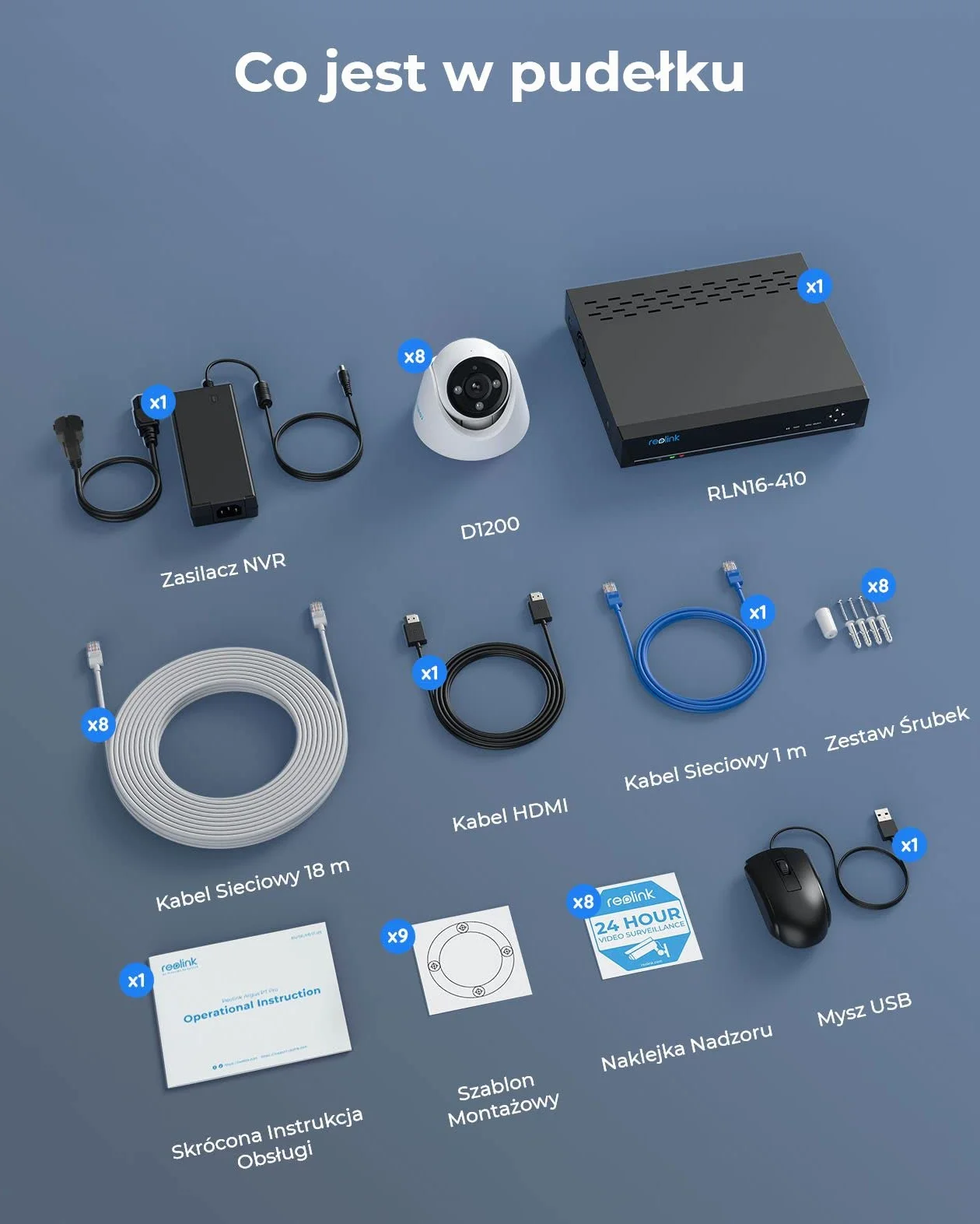Reolink 12MP System kamer zewnętrznych PoE, H.265 16CH NVR, rejestracja ciągła 4TB HDD, Kamery bezpieczeństwa 8X Dome IP z detekcją osób/pojazdów, 2-kierunkową komunikacją, światłem, RLK16-1200D8-A