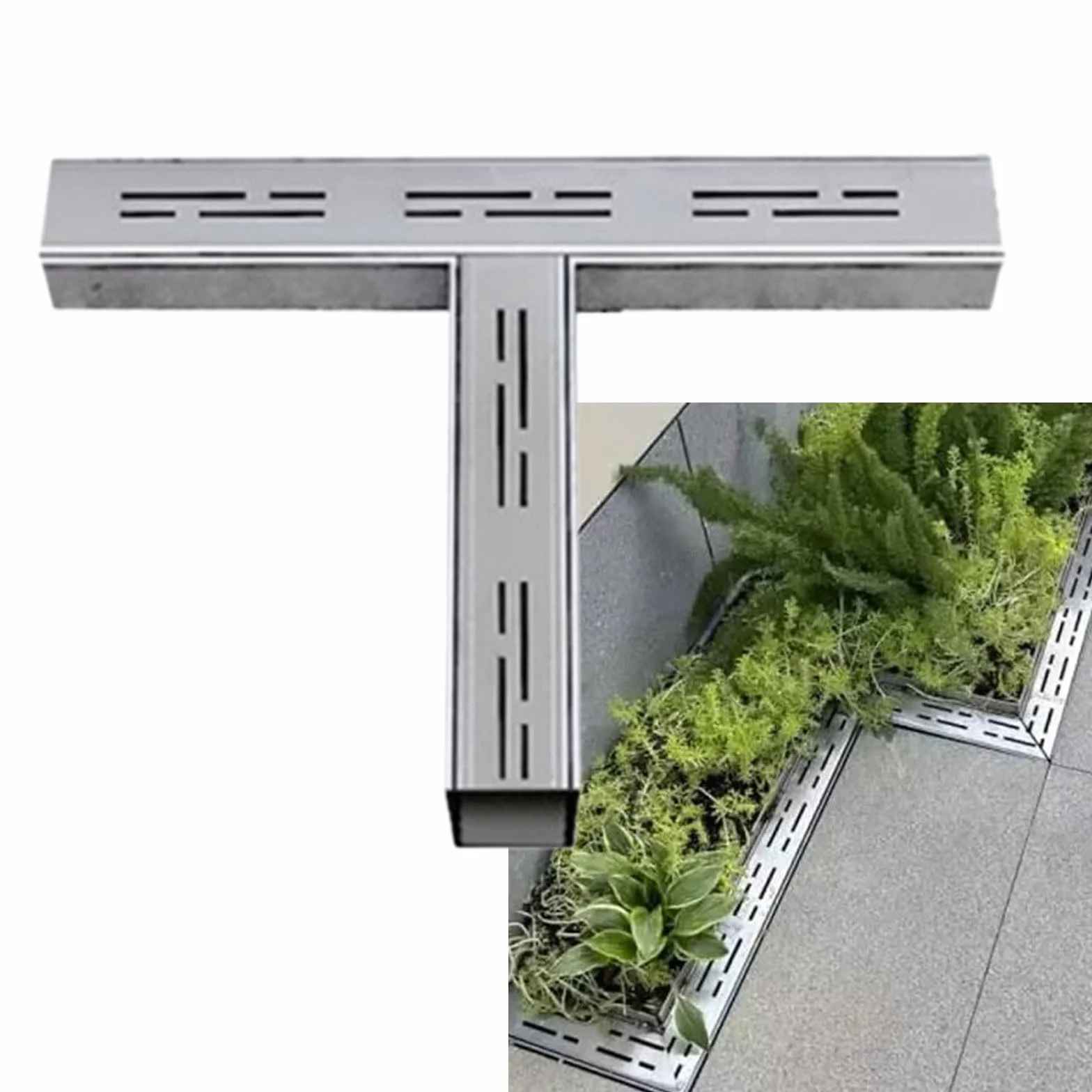 Ruszt odpływowy ze stali nierdzewnej pe T 201 mm liniowy ogrodowy kratka odpływowa wąski kanał odpływowy (15 x 4 x 25 cm) do użytku na zewnątrz