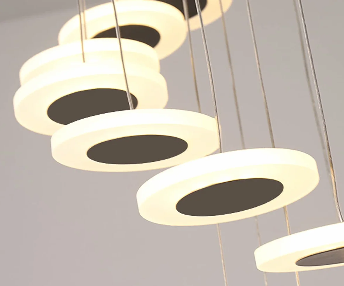 Wiszący salon hotel żyrandol żelazo i akrylowa sufitowa 3000K ciepłe lekkie wisiorka do restauracji schody kawiarni Deco Wisząca lampka regulowana, 42 Flammig