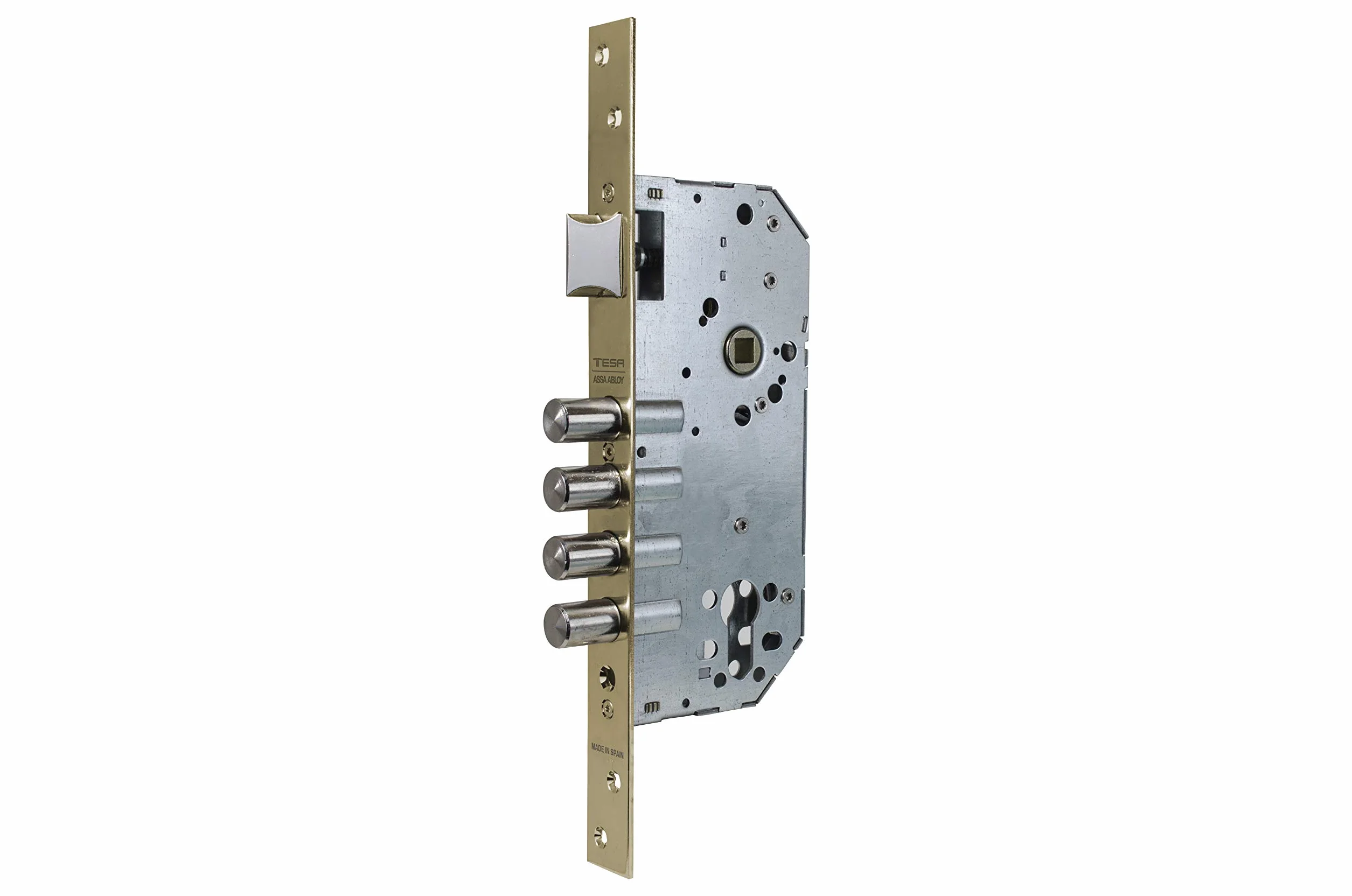 Tesa R100B5SCE Jednopunktowy Zamek Bezpieczeństwa Wpuszczany, Stal Emaliowana, Rozstaw 50 mm, Bez Wkładki, Rozeta E300L, 4 Rygle 14 mm do Drzwi Wejściowych