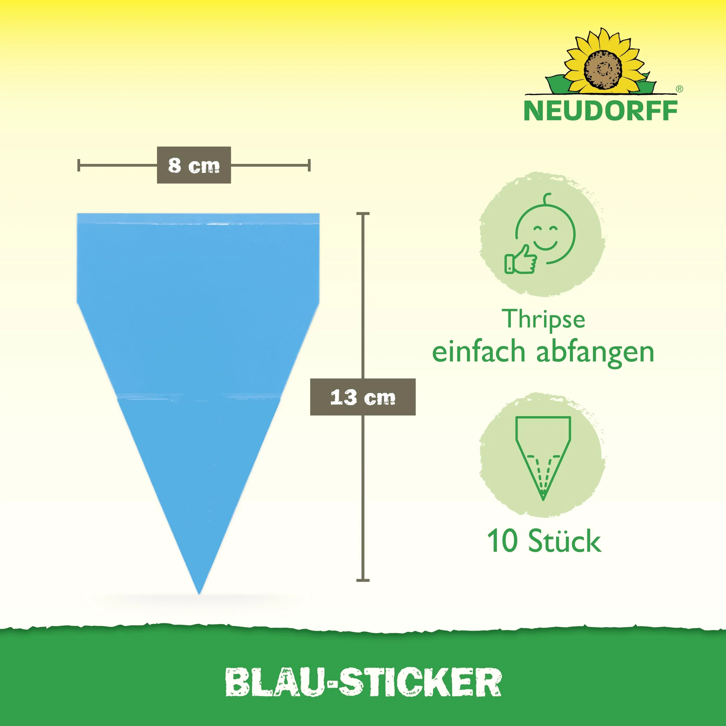 Neudorff Niebieskie naklejki na wciornastki i latające szkodniki, bezzapachowe, bez insektycydów, 10 sztuk