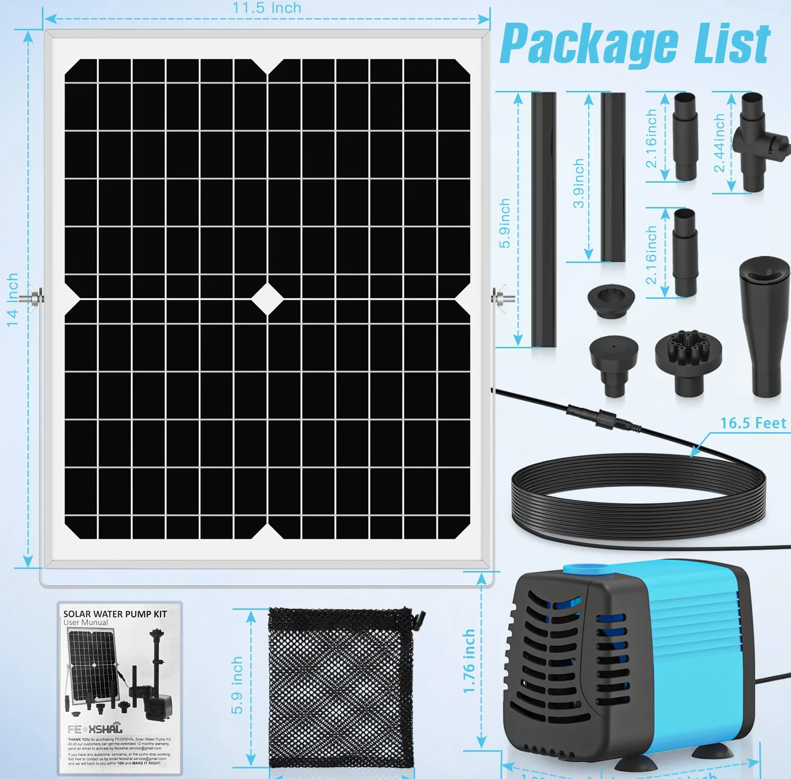 Pompa solarna do stawu 20 W 1300 l/h 4 modele fontann