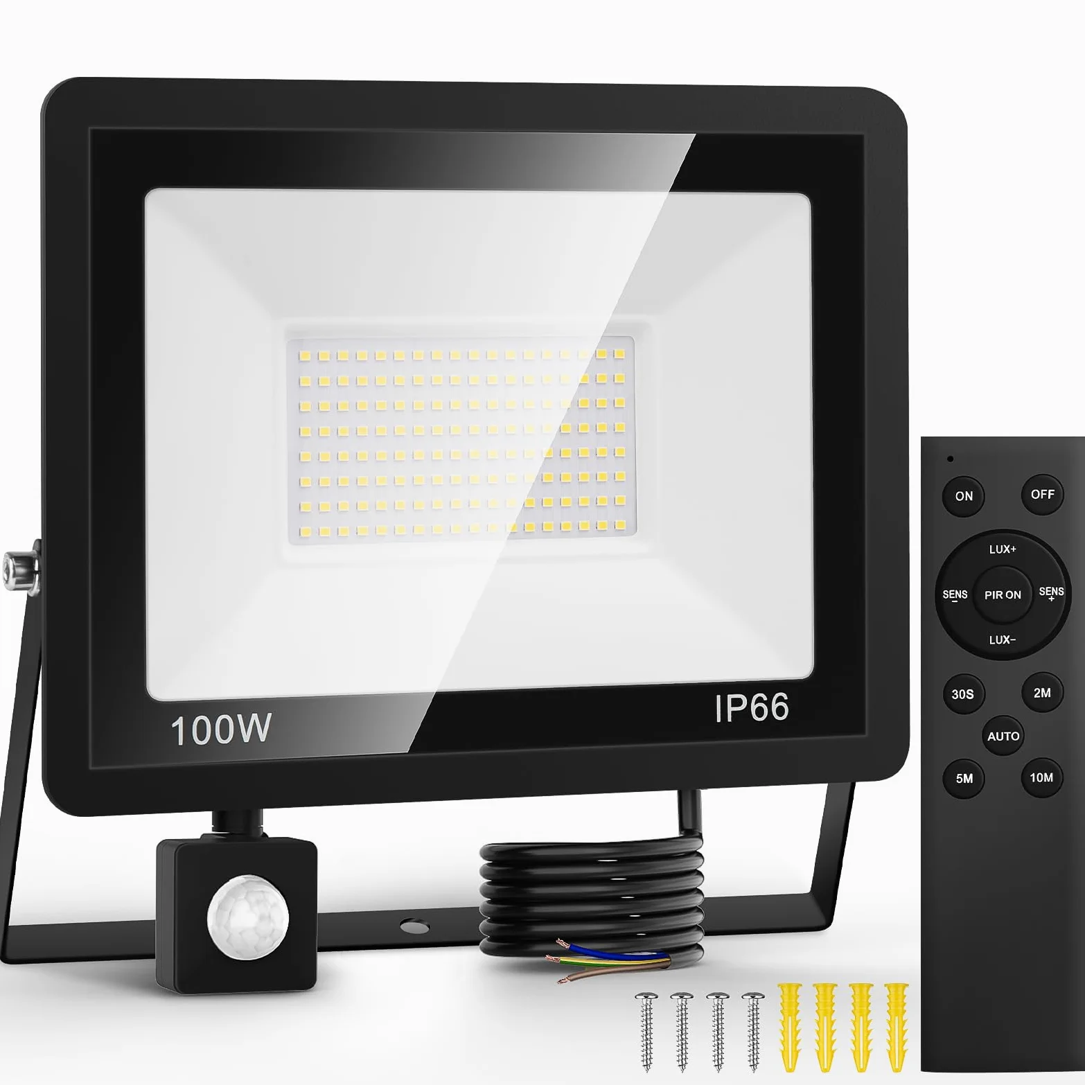 Czujnik ruchu na zewnątrz - 30 W Pir LED Floodlight Zewnętrzne światło Ręce zasilane - Zewnętrzne oświetlenie powodziowe i punktowe Wodoodporne oświetlenie zewnętrzne Spotlight Garden Garaż Wykrywacz