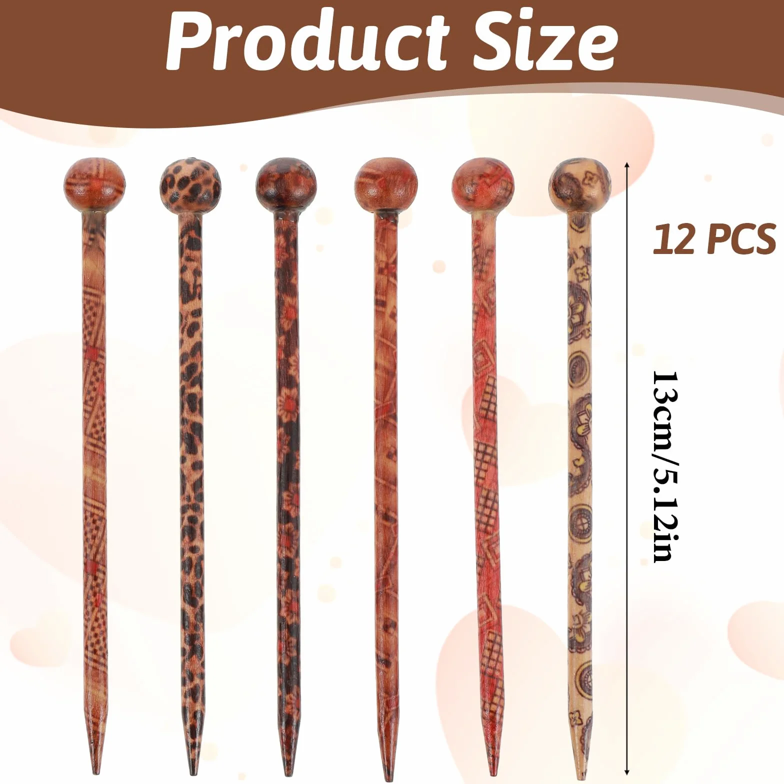 Drewniane patyczki do włosów, boho, vintage, japońska chińska spinka do włosów, dekoracyjne spinki do włosów Hanfu, pałeczki do włosów dla kobiet, dziewcząt, kok, kok, upięcie, akcesoria do fryzury