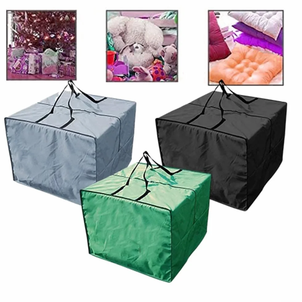 Torba do przechowywania na zewnątrz z uchwytami tkanina Oxford 420D wodoodporna pokrowiec na meble ogrodowe do przechowywania mat 81 x 81 x 61 cm (czarny)