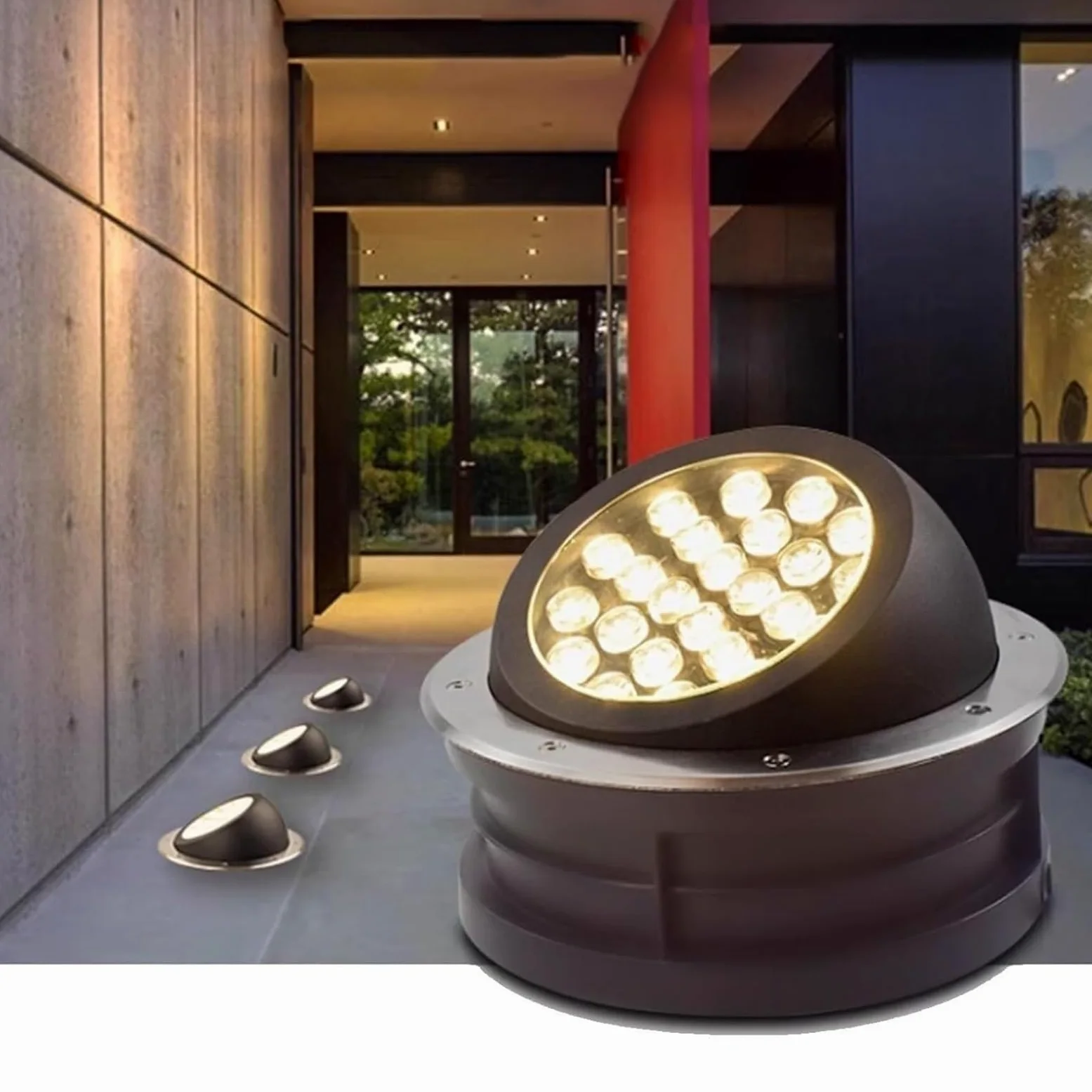 Zakopane reflektory zewnętrzne - lampa krajobrazowa LED, wodoodporna lampa punktowa z regulowanym kątem IP67, okrągłe oświetlenie ogrodowe ze stali nierdzewnej, do trawnika, przejścia, oświetlania