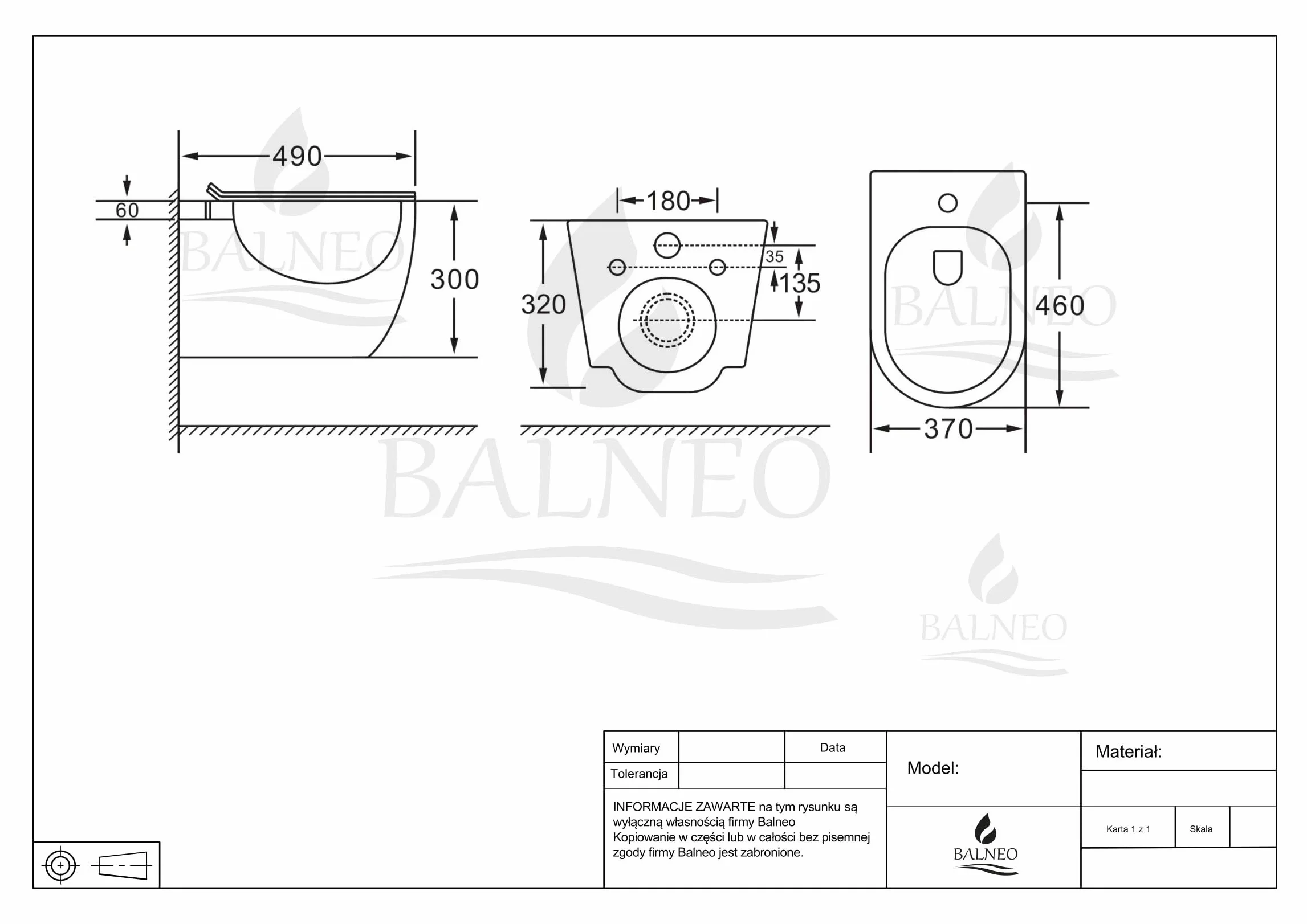 Bidet podwieszany z zestawem montażowym, ceramiczny, miejsce na baterie, odpływ przelewowy, AROX WC biały