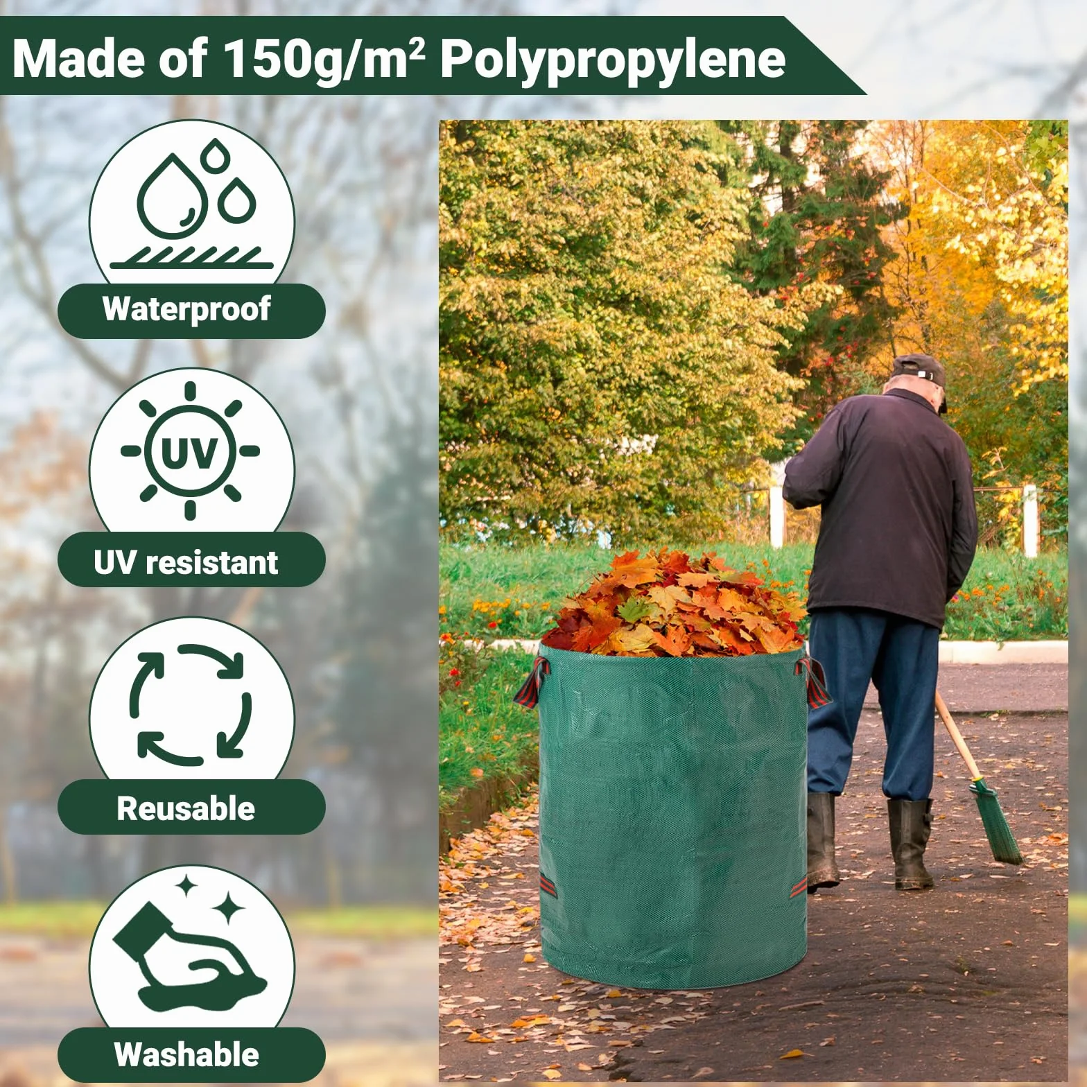 Velway worki na odpady ogrodowe 120 l x 2 paczki tkanina przemysłowa z uchwytami