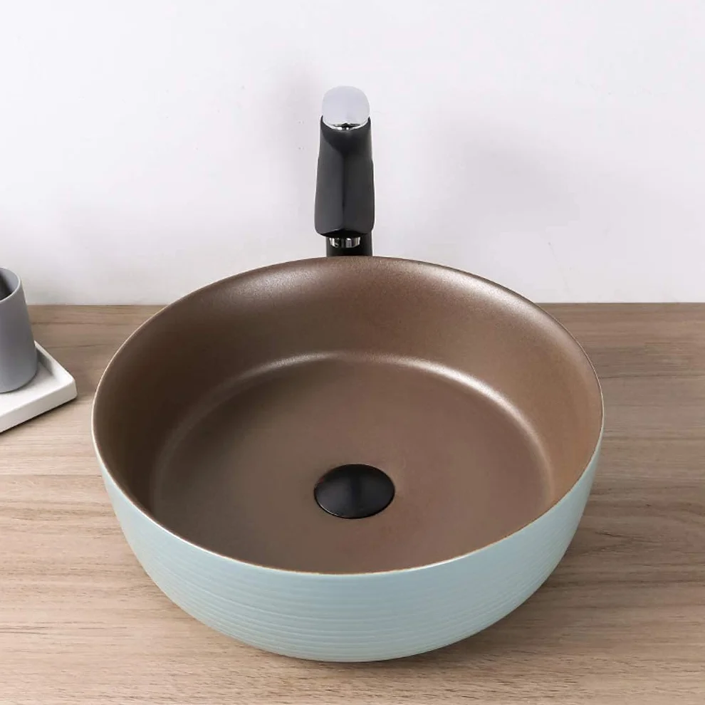Ceramiczna Umywalka Łazienkowa, Umywalka Nablatowa, Okrągła, Porcelanowa, Ceramiczna, Artystyczna Umywalka Łazienkowa Z Odpływem Ze Stali Nierdzewnej, 25,7 X 5,9 Cala, Ni