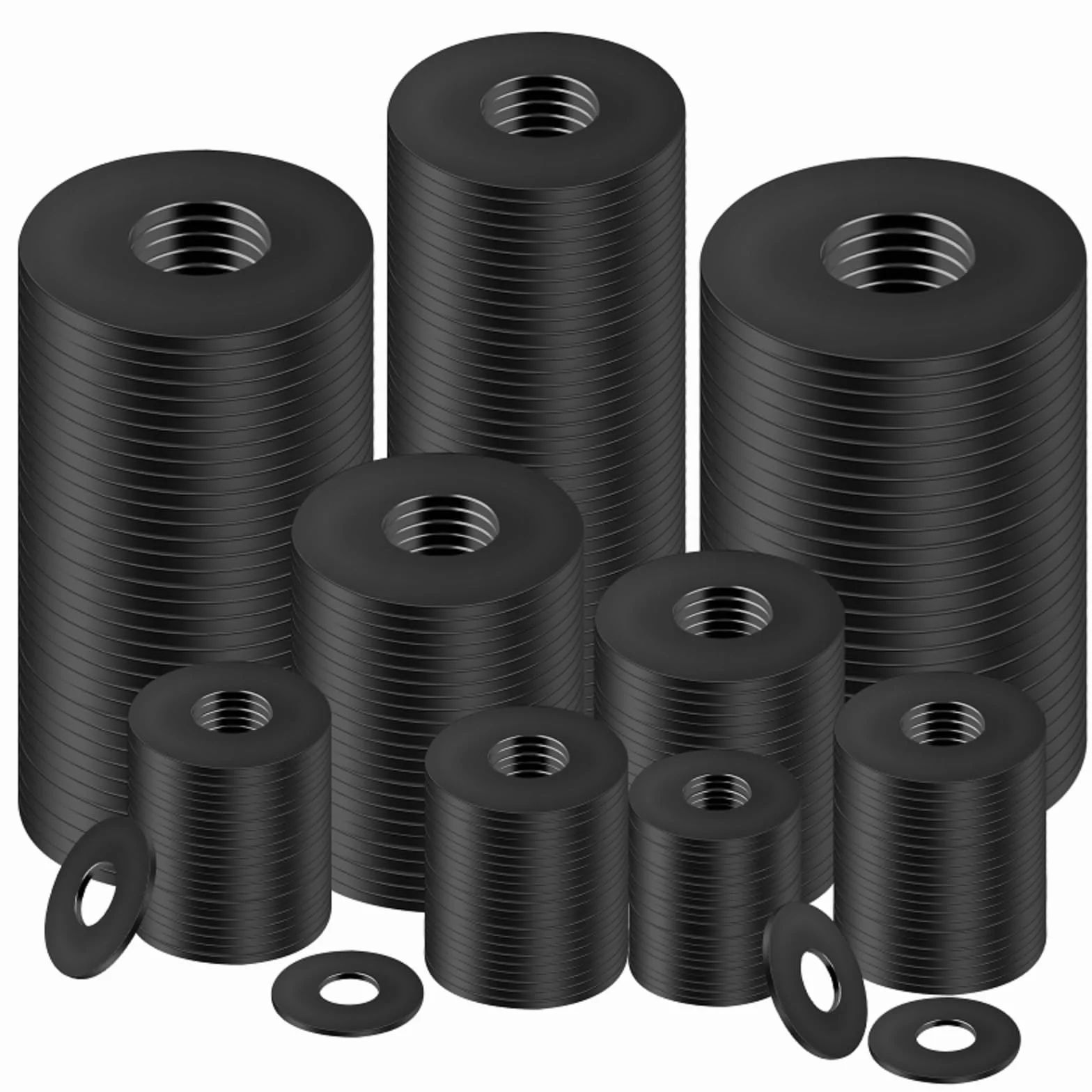 150 sztuk Krążek podkładkowy Czarny M6x12mm Krążek podkładkowy Czarny ze stali nierdzewnej do napraw w domu Śruby Bolzen Nakrętki