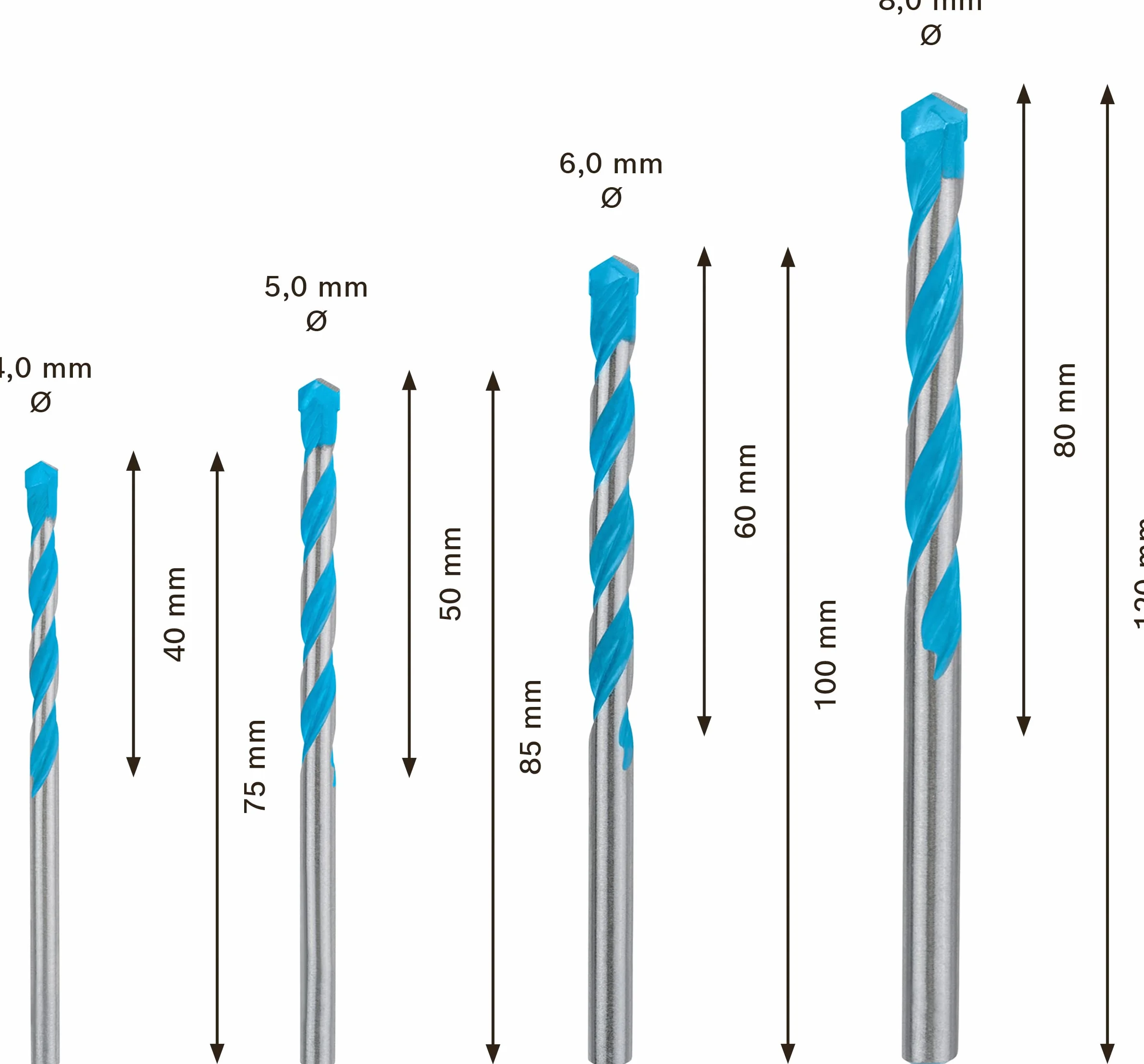 Bosch 4x Zestawy wierteł wielozadaniowych EXPERT CYL-9 MultiConstruction (do Beton, Miękkie płytki, Ø 4-8 mm, Professional Akcesoria Wiertarki/wkrętarki udarowe, Wiertarki/Wkrętarki)
