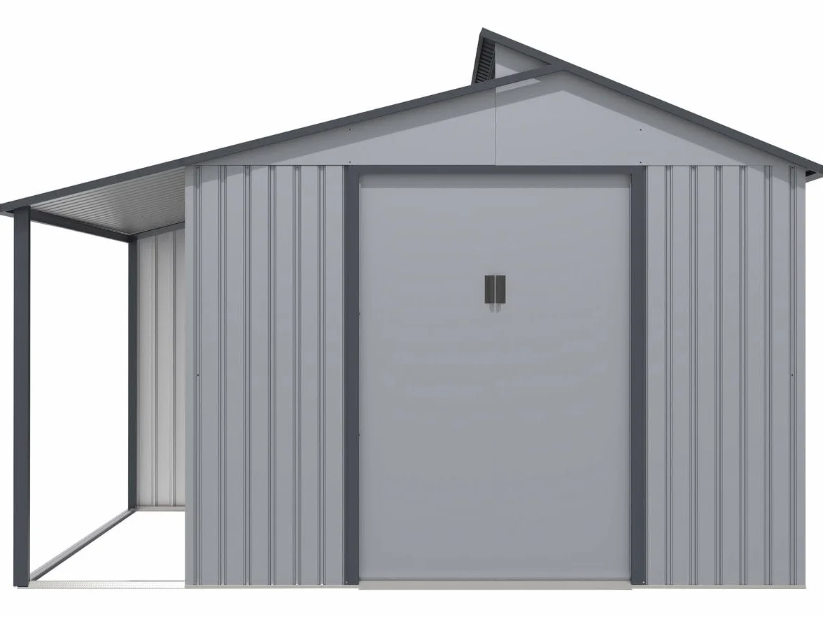 Szopa ogrodowa Madras metalowa z pergolą 9.12 m² 355 x 257 x 237 cm szara