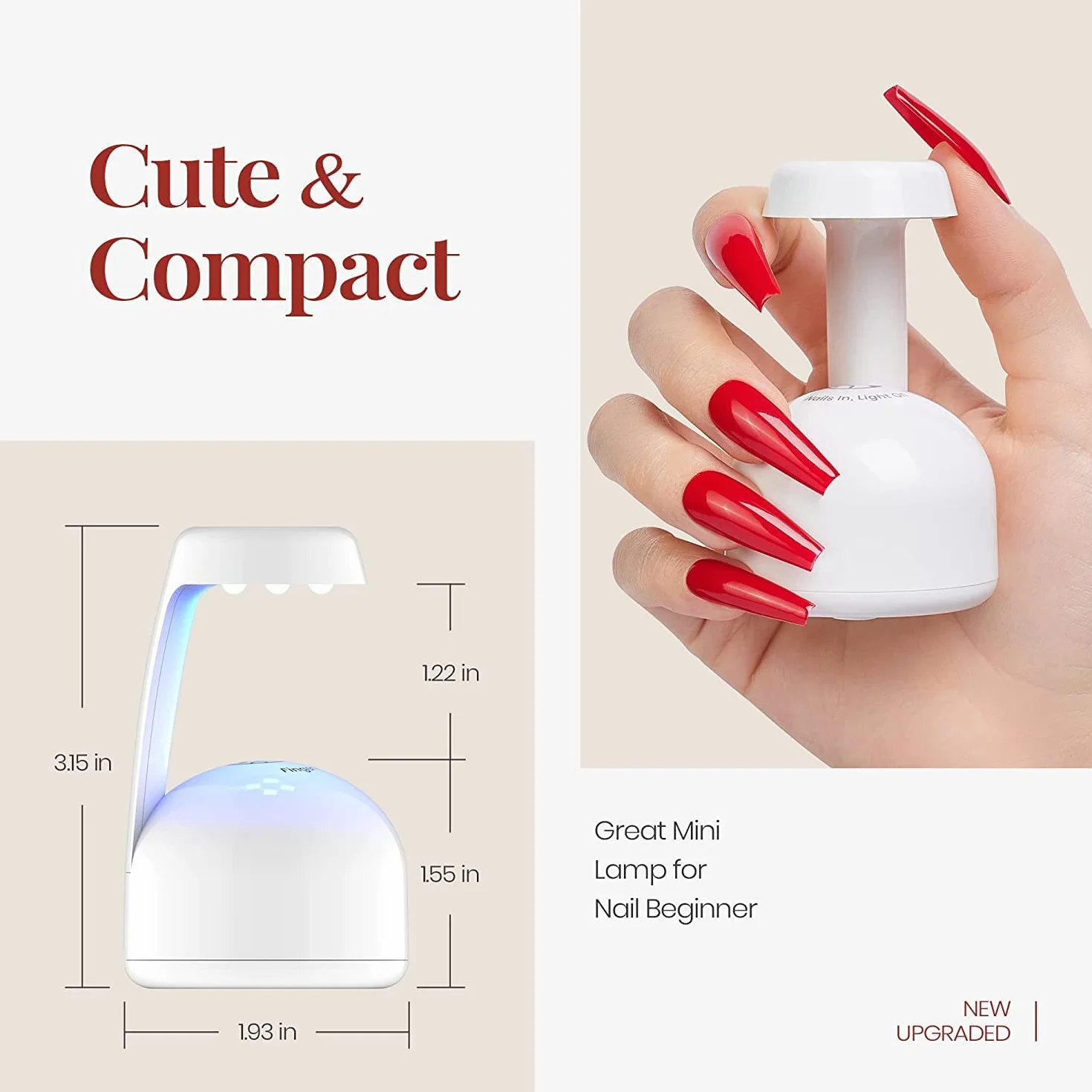 Beetles Mini Lampa UV LED do Paznokci Żelowych - Inteligentny Czujnik, Szybkie Utwardzanie, Łatwy System Manicure