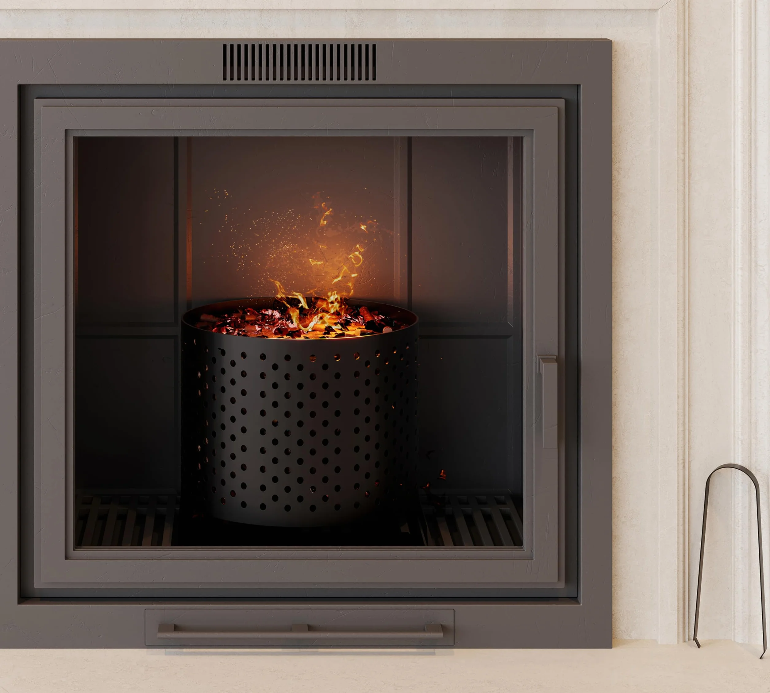 Kingson Kosz na pellet do kominka stalowy palnik 24x17x22 cm