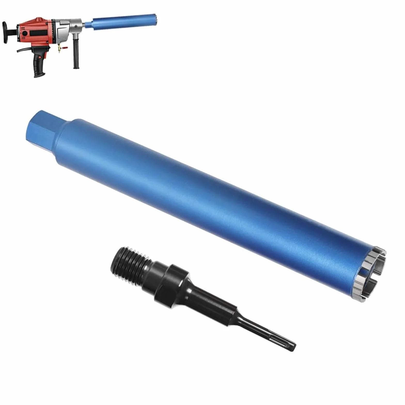 1 ¼ UNC diamentowa koronka wiertnicza z 10 mm Turbo | L 460 mm | Ø 52 mm | 5 segmentów | SDS-plus, diamentowa koronka wiertnicza rdzeniowa do wiertarek rdzeniowych, koronka wiertnicza na mokro i na
