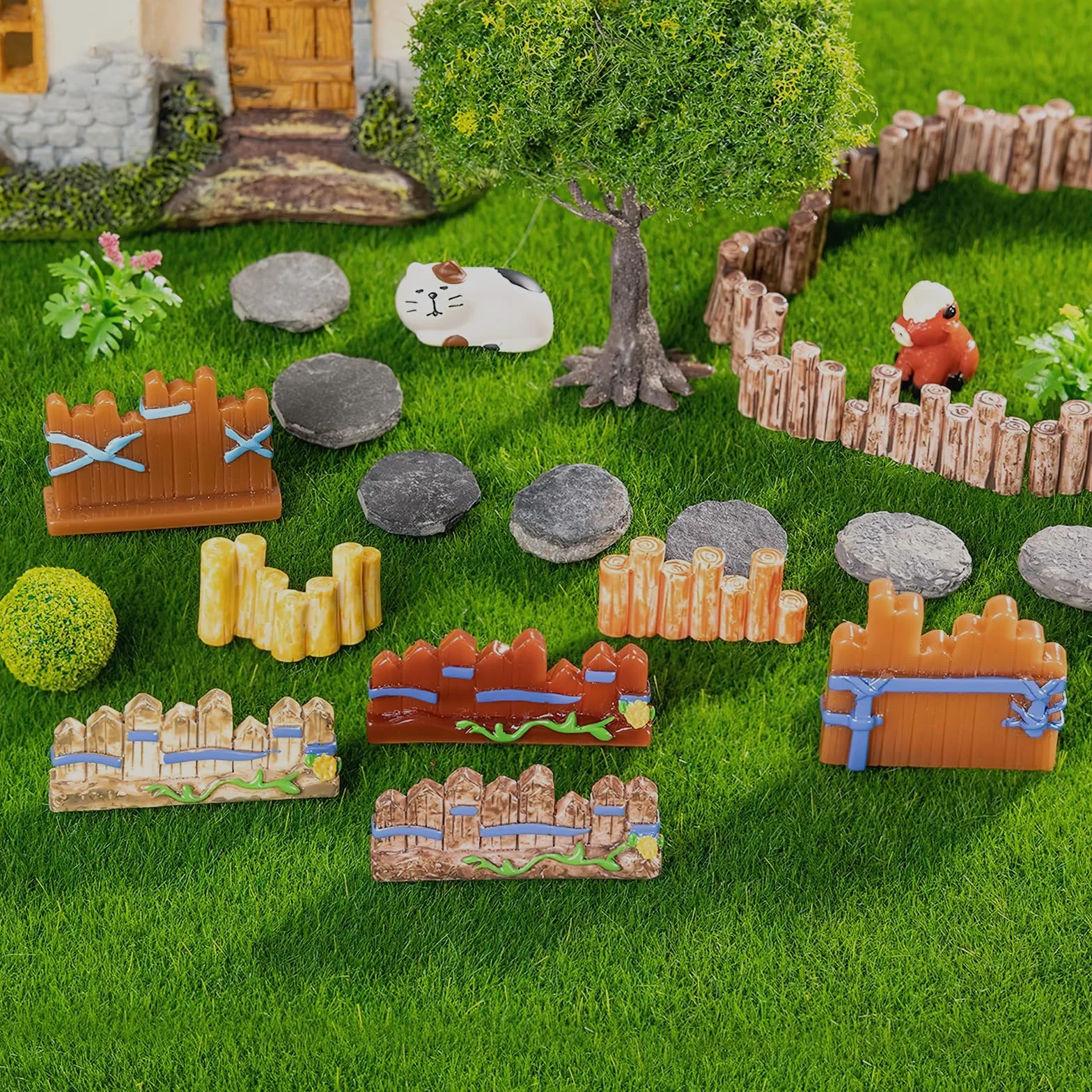 Miniaturowy ogród ze sztucznej trawy 15x15 cm 6 sztuk dekoracja